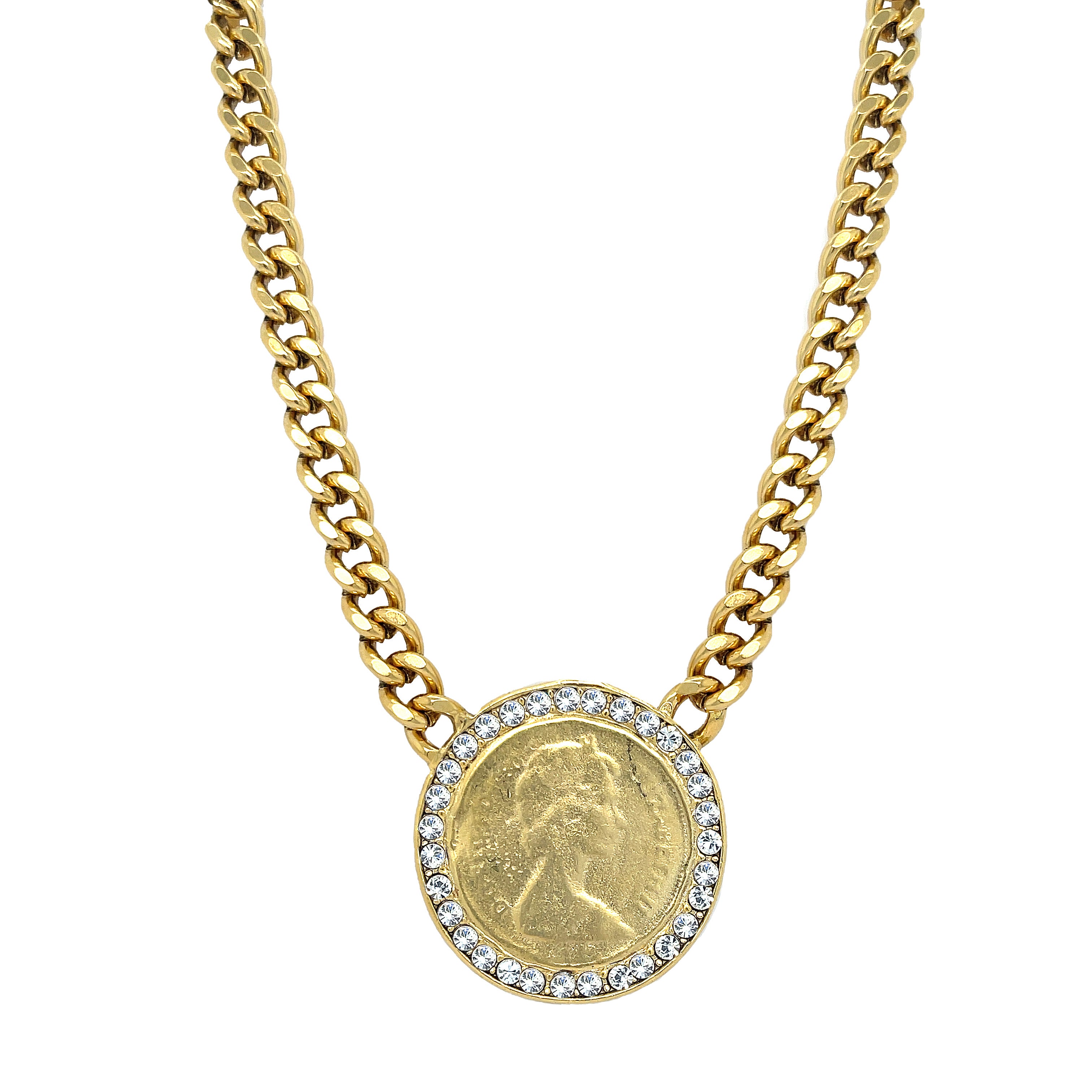 Large Coin Pendant Necklace