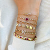 Diamond & Ruby Heart Chain Bracelet  14K Yellow Gold 0.18 Diamond Carat Weight 0.85 Ruby Carat Weight 6-7" Adjustable Length