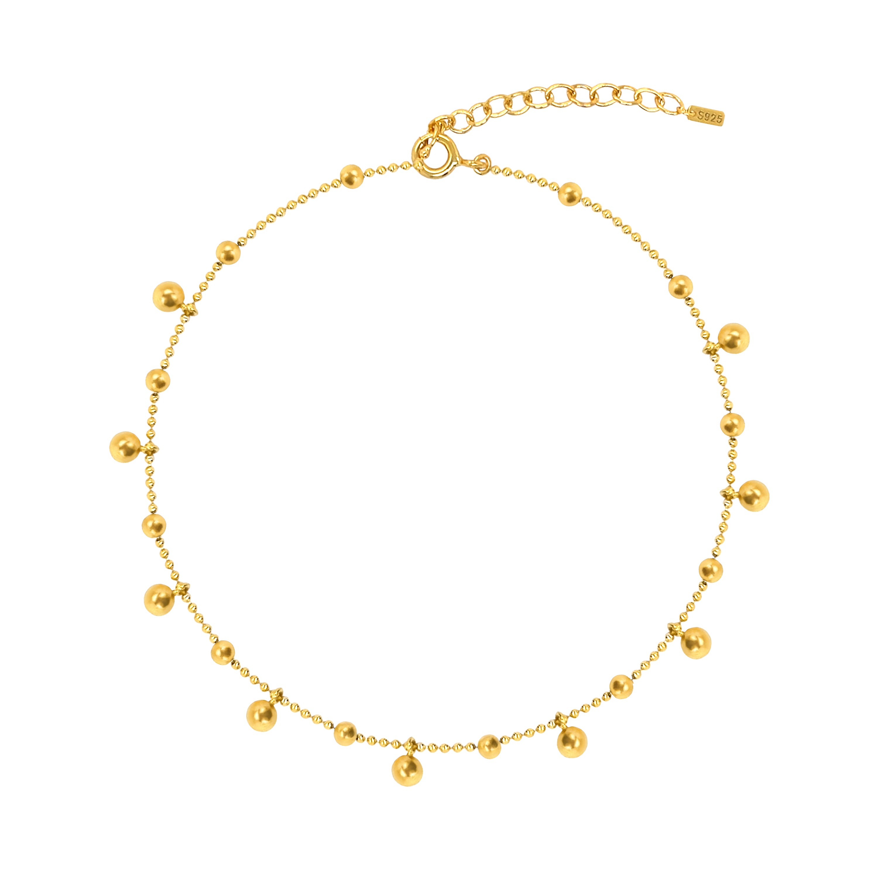 Ball Chain Dangle Anklet
Elevate your everyday jewelry collection with this elegant anklet. Crafted with gold plated beads and delicate dangling details, it offers the perfect balance of sophistication and playful charm. Whether styled alone or layered with your favorite pieces, it adds a chic finish to any look.
Yellow Gold Plated
Adjustable Length
