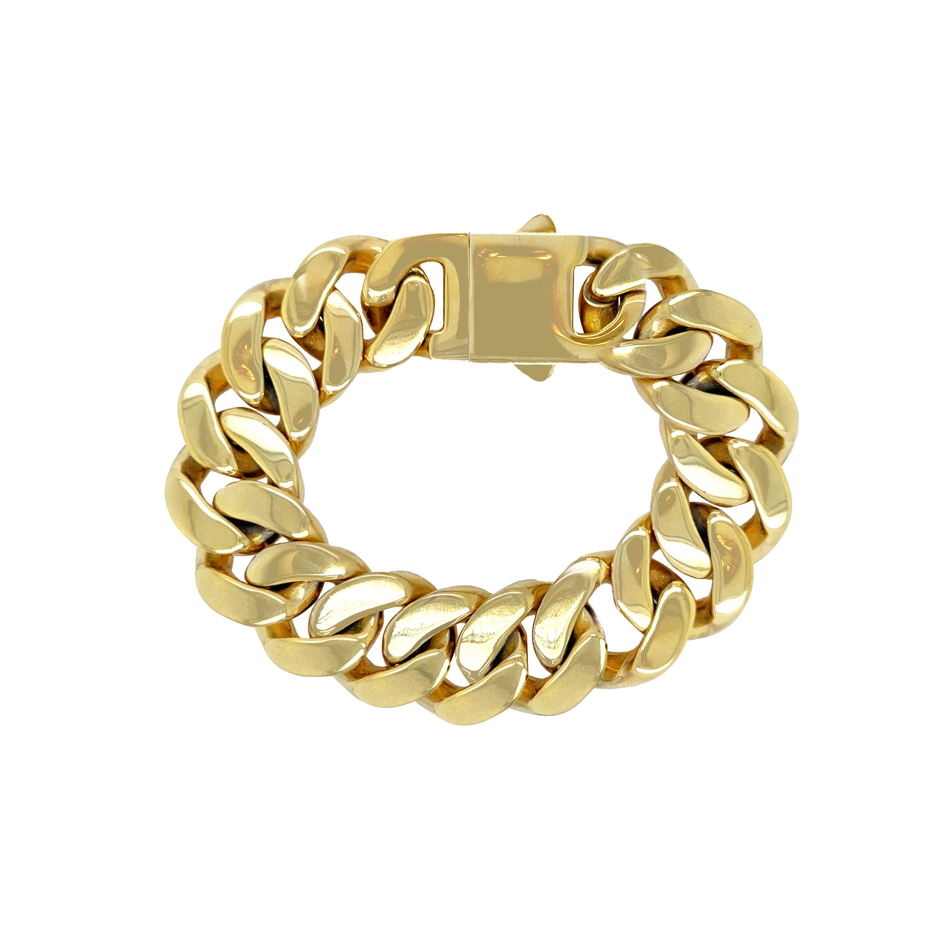 Cuban Link Bracelet
Indulge in luxury with our Cuban Link Bracelet. Crafted with a versatile cuban link and classic design, this bracelet effortlessly elevates any outfit. The perfect accessory for the sophisticated individual seeking a touch of chic.
18K Yellow Gold Plated Over Stainless Steel
0.65" Width
0.16" Thickness
6.75" Length