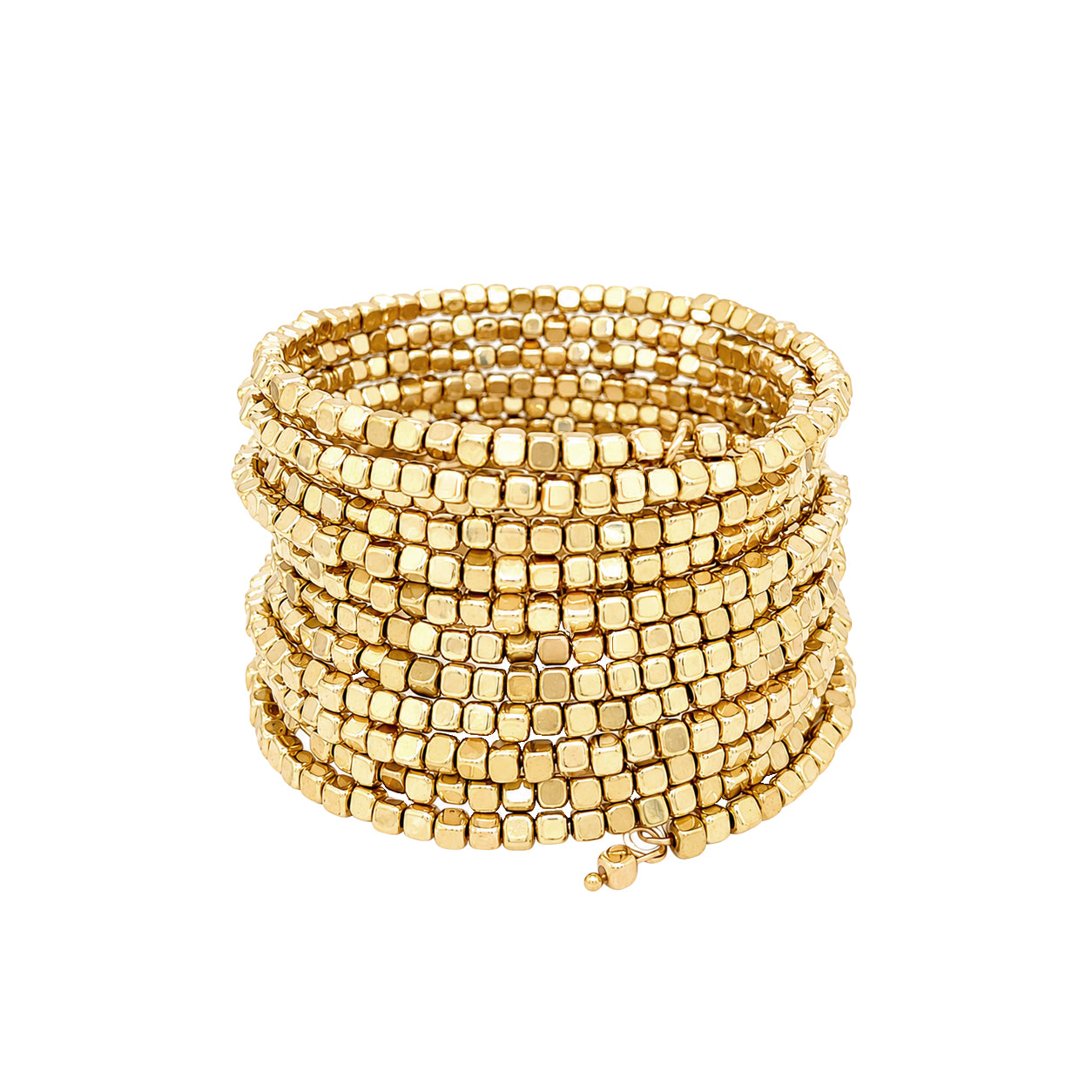 Coil Square Bead Wrap Bracelet
A modern essential with timeless appeal. This gold beaded wrap bracelet features polished beads that create a chic layered look in one easy-to-wear piece. Lightweight, versatile, and full of shine, it's perfect for everyday styling.
Yellow Gold Plated
1.62” Width
Flexible Coil Opening