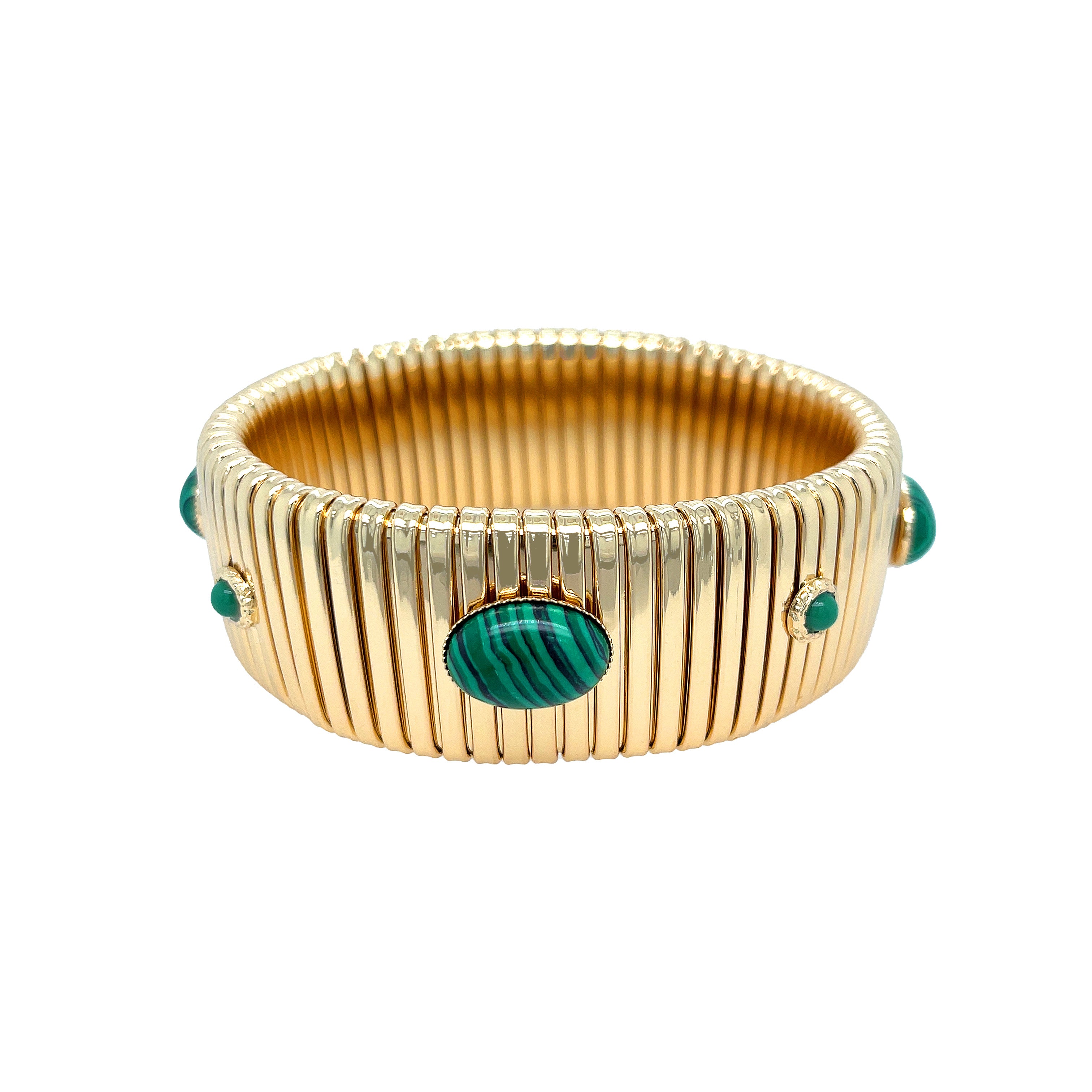 White Resin Wide Flex Bangle Bracelet Yellow Gold Plated Fits Wrists 7-7.5" Wide