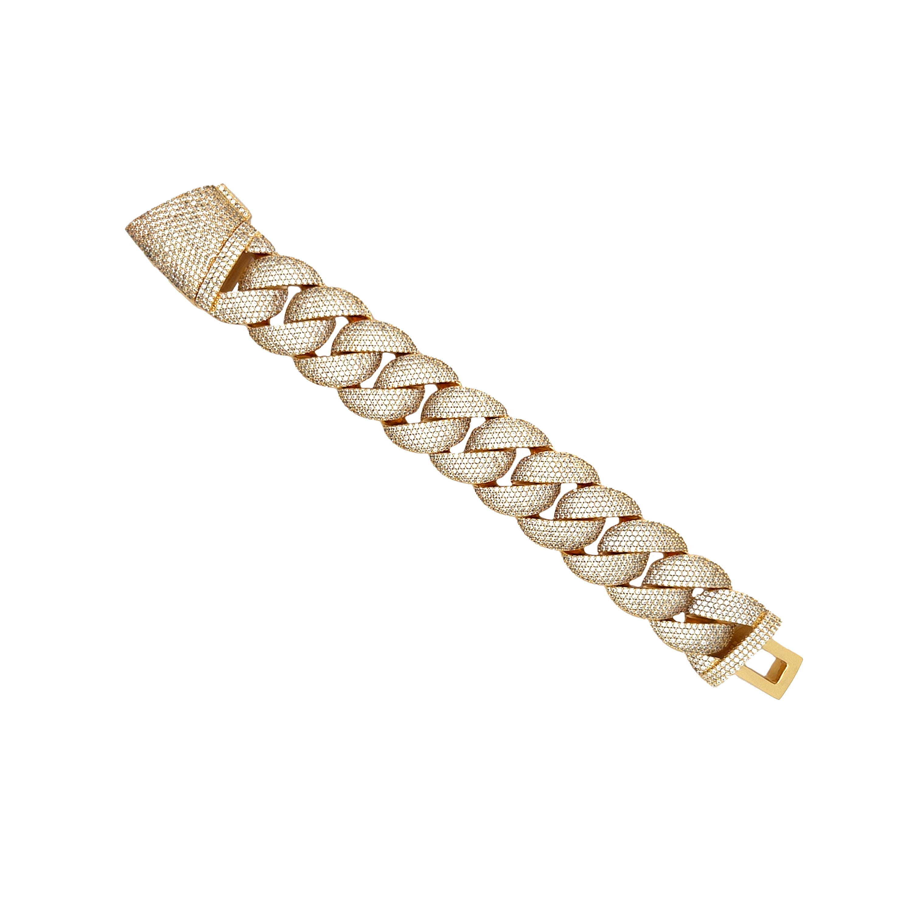 Pave CZ Cuban Link Chain Bracelet
Introducing our must-have Cuban Link Bracelet, a staple piece that adds a touch of versatile style to any outfit. With its classic sparkling cuban link design, this bracelet is a must-have for any collection. Perfect for any occasion, it's the stylish accessory that will elevate your look effortlessly.
Yellow Gold Plated
0.92" Wide
7" Length