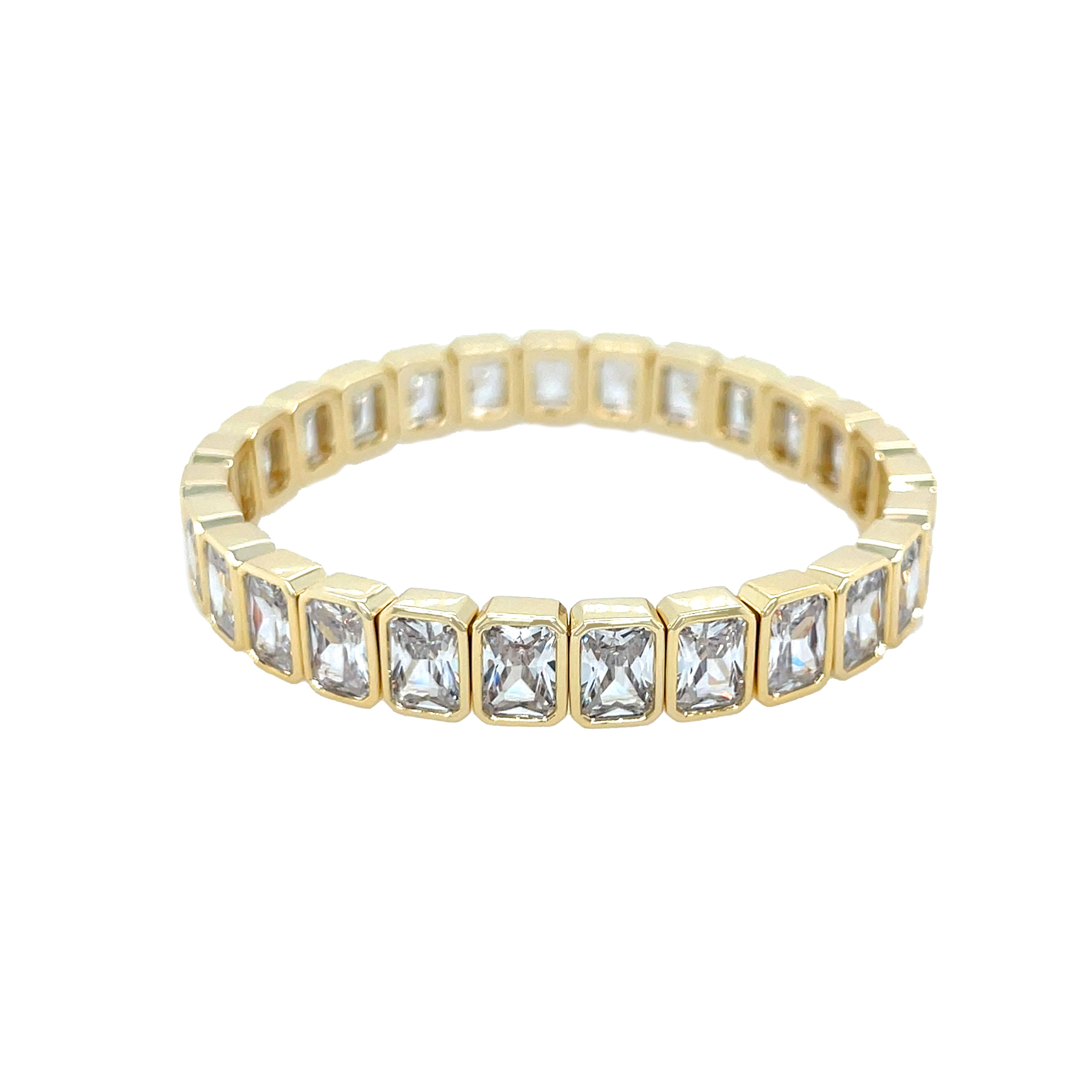 CZ Emerald Shape Stretch Bracelet
This chic stretch bracelet features a sparkling design that adds elegance to any outfit. Its flexible fit ensures comfort while maintaining a refined look, perfect for everyday wear or special occasions.
Yellow Gold Plated
CZs: 0.32" Long