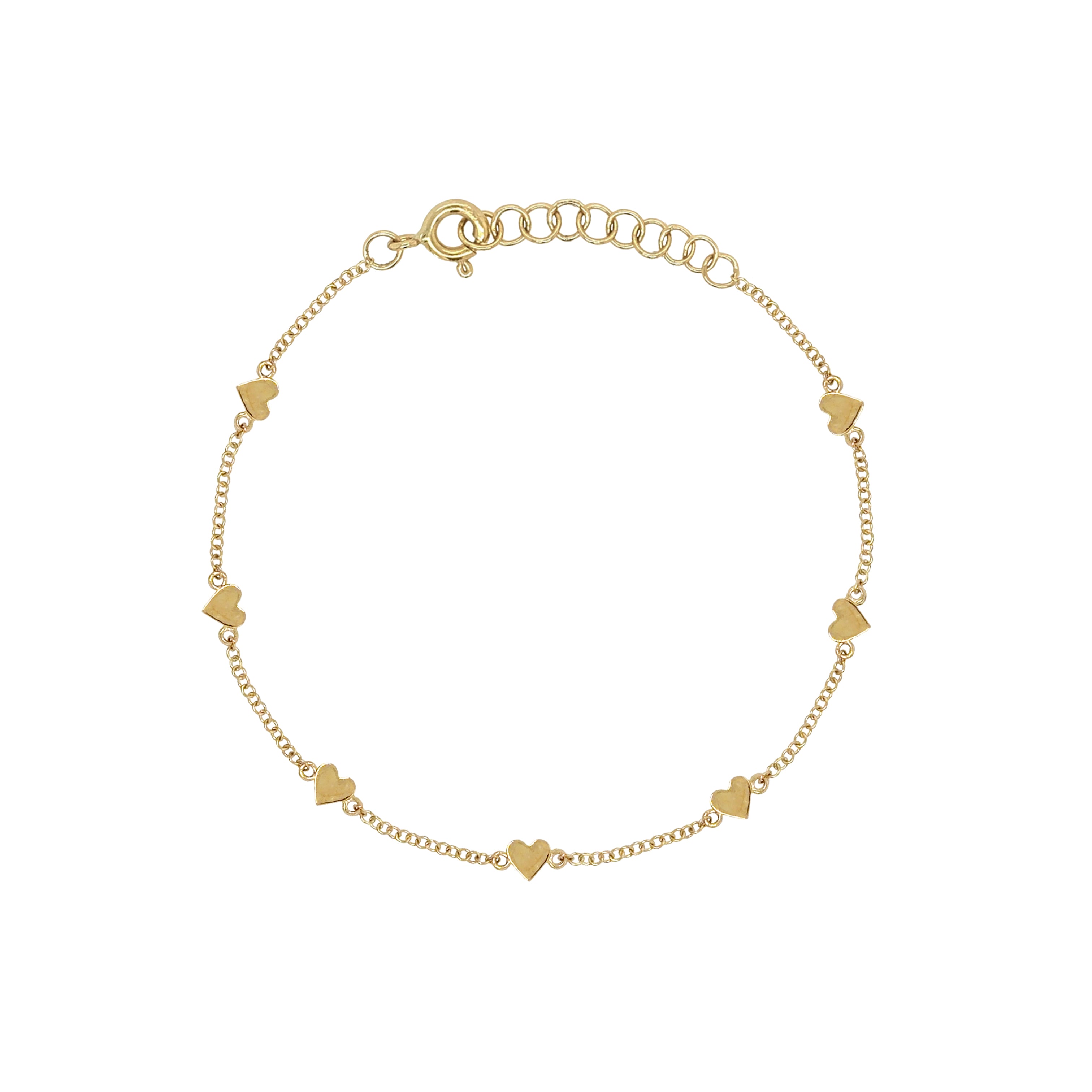 Multi Mini Heart Chain Bracelet
This delicate gold chain bracelet, dotted with tiny heart accents, adds a subtle, playful touch to any look. Perfect for stacking or wearing on its own, it pairs effortlessly with other gold pieces and brings a soft, feminine detail to any outfit.
14K Yellow Gold
15"x15" Heart Size
6-7" Length