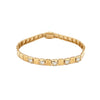 Bezel Set Heart Diamonds On Square Link Bracelet  14K Yellow Gold 7" Wide