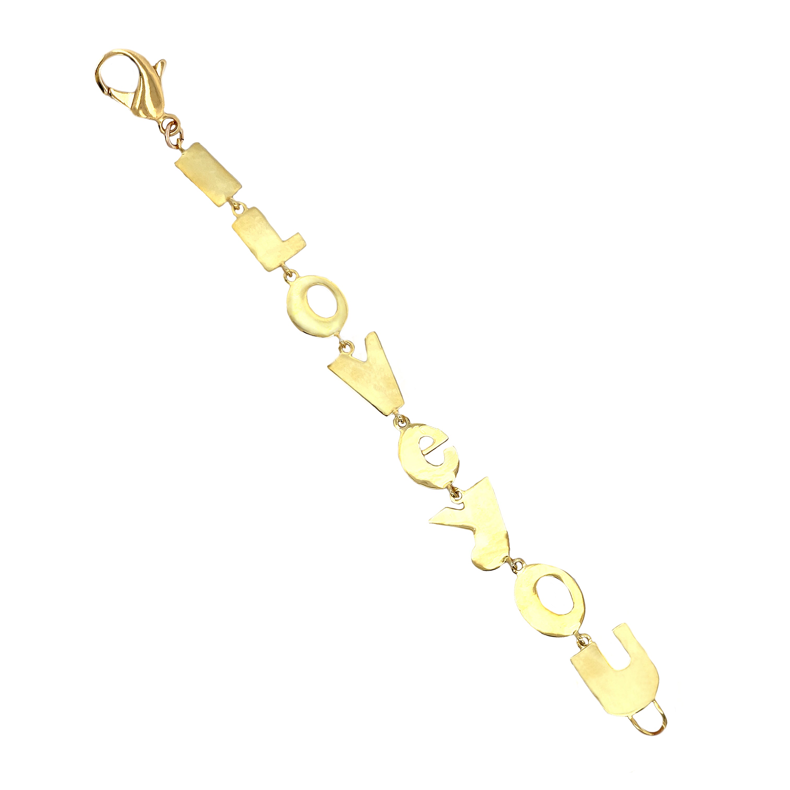 <p>I Love You Link Bracelet</p> <ul> <li>Yellow Gold Plated Over Silver</li> <li>0.5" Wide</li> <li>7" Length</li> </ul> <p> </p>