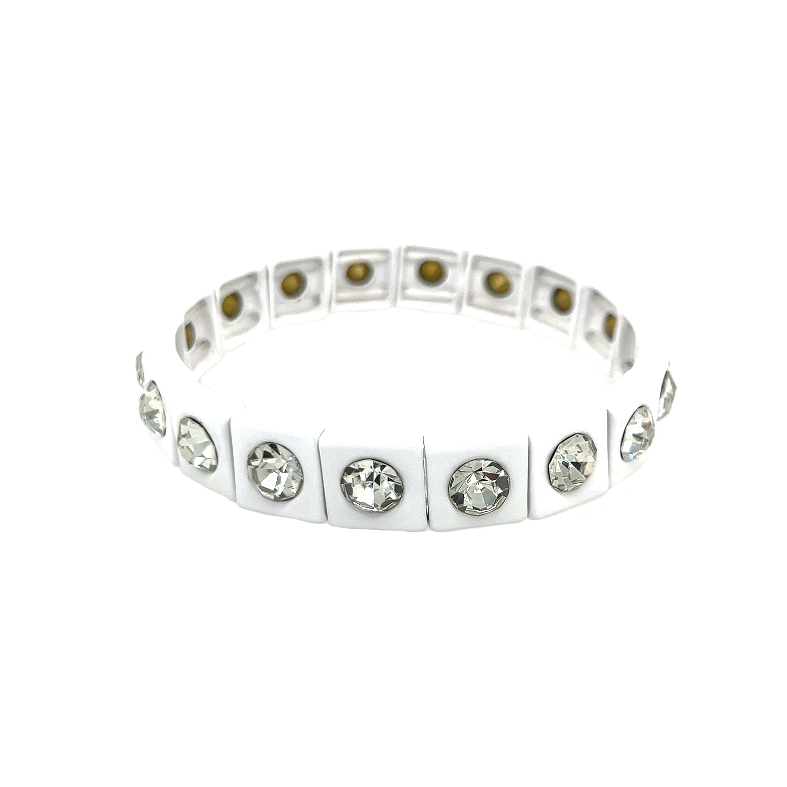 Bracelet with clear gemstones on a white background