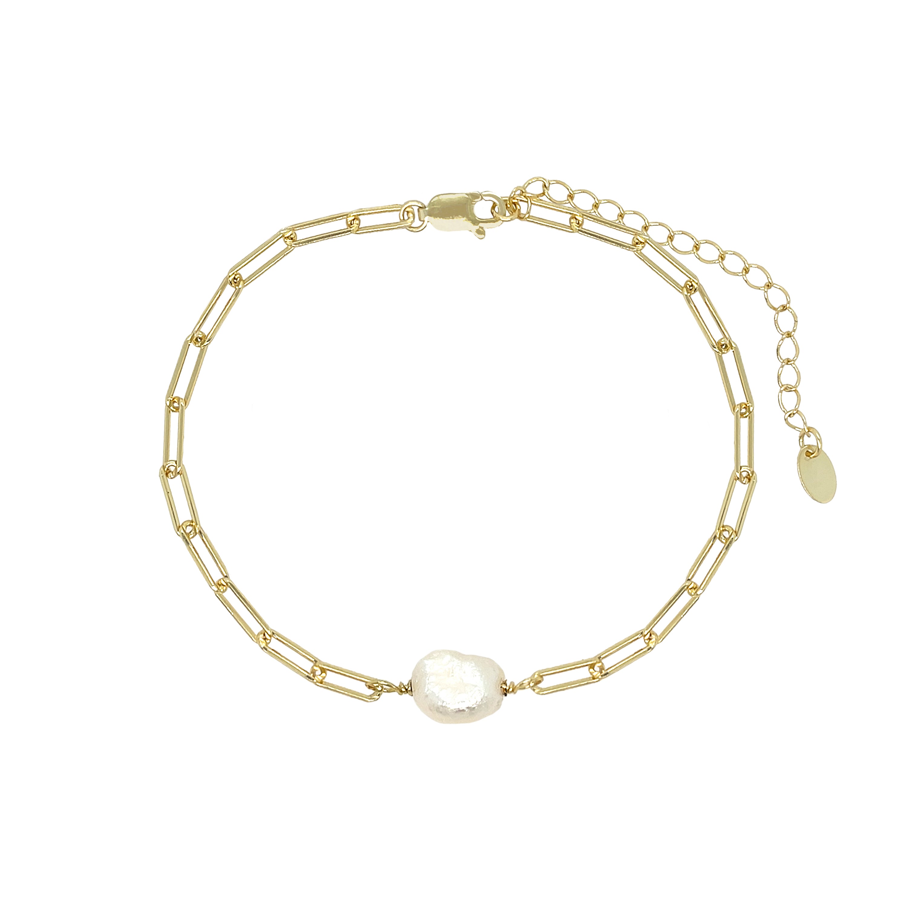 Freshwater Pearl Paperclip Link Bracelet
Yellow Gold Plated Over Silver
Pearl: 0.38" Long X 0.28" Wide
7.5-9.5" Adjustable Length
While supplies last. All Deals Of The Day sales are FINAL SALE.