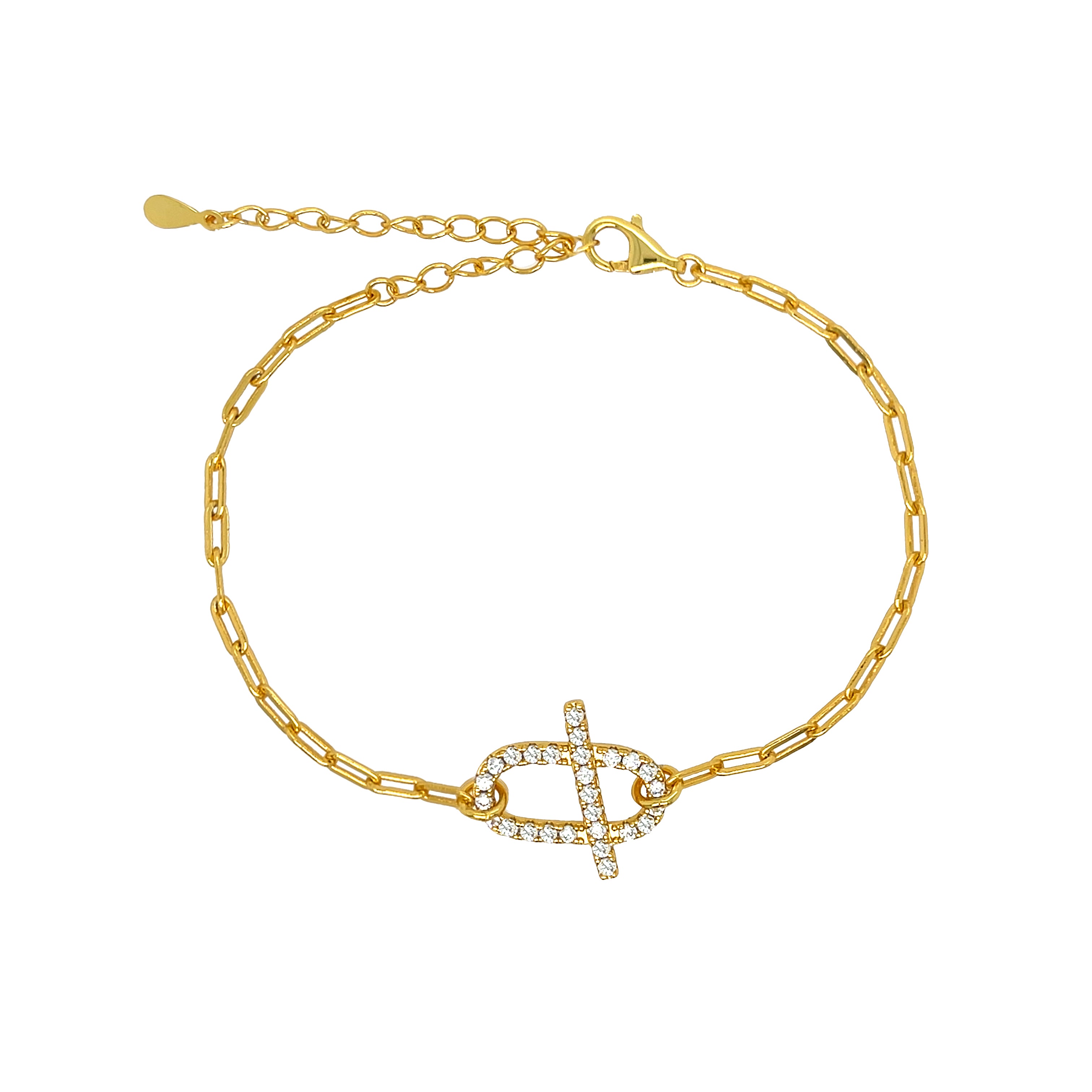 CZ Oval Link Bracelet
Yellow Gold Plated Over Silver
CZ Center Links: 0.65" Long X 0.34" Wide
6.25-8.25" Adjustable Length
While supplies last. All Deals Of The Day sales are FINAL SALE.