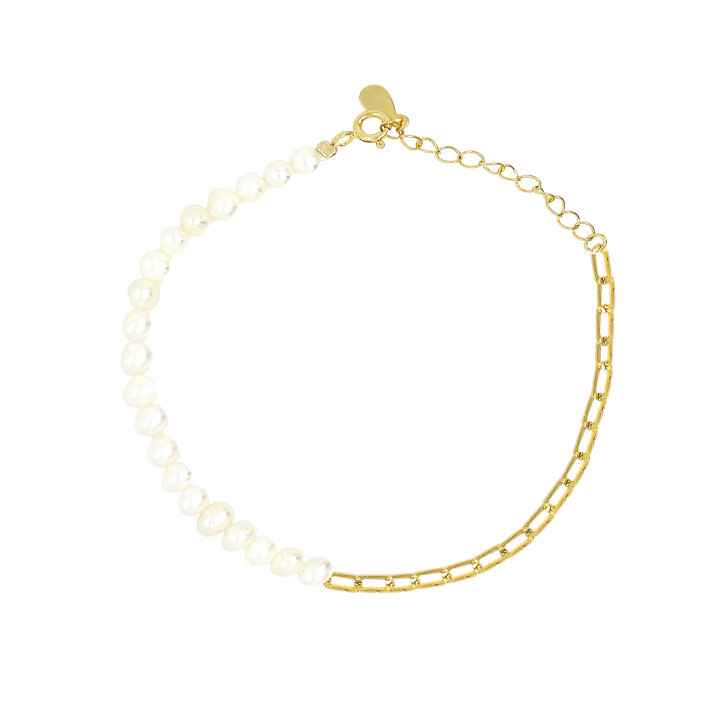 Pearl Chain Link Bracelet Yellow Gold Plated Over Silver 6.5-8" Adjustable Length While supplies last. All Deals Of The Day sales are FINAL SALE.