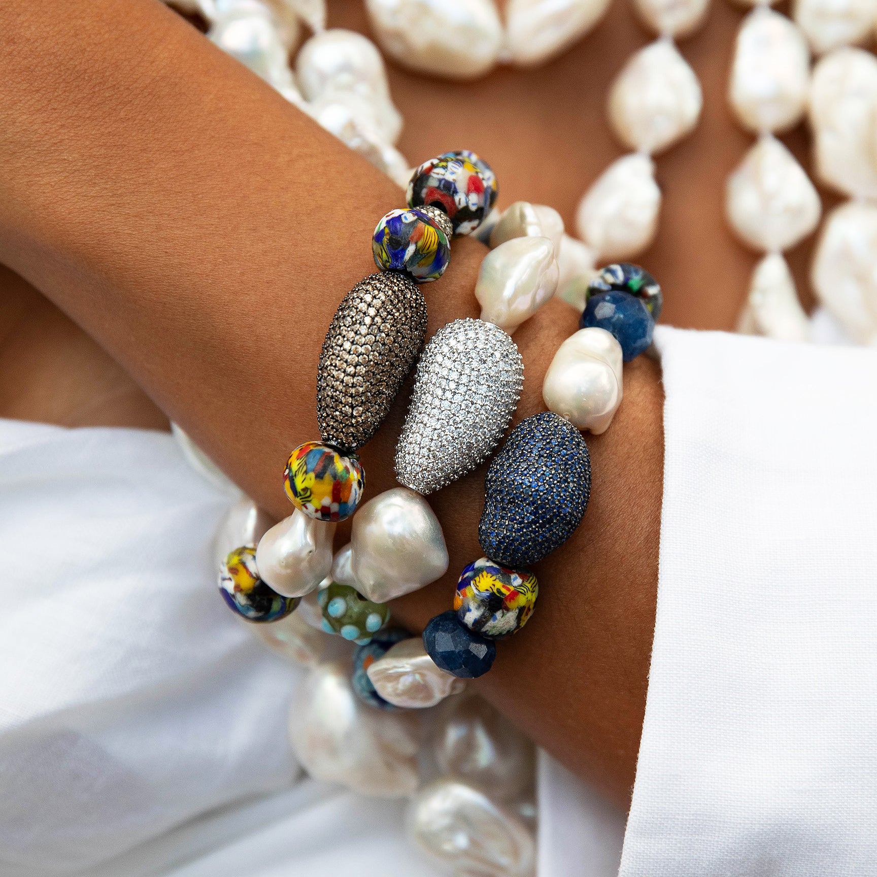 Multi-Color Bead & Pearl Stretch Bracelet
Diamond Roundelle Bead
Oxidized CZ Center Bead
African Beads
Baroque Pearls