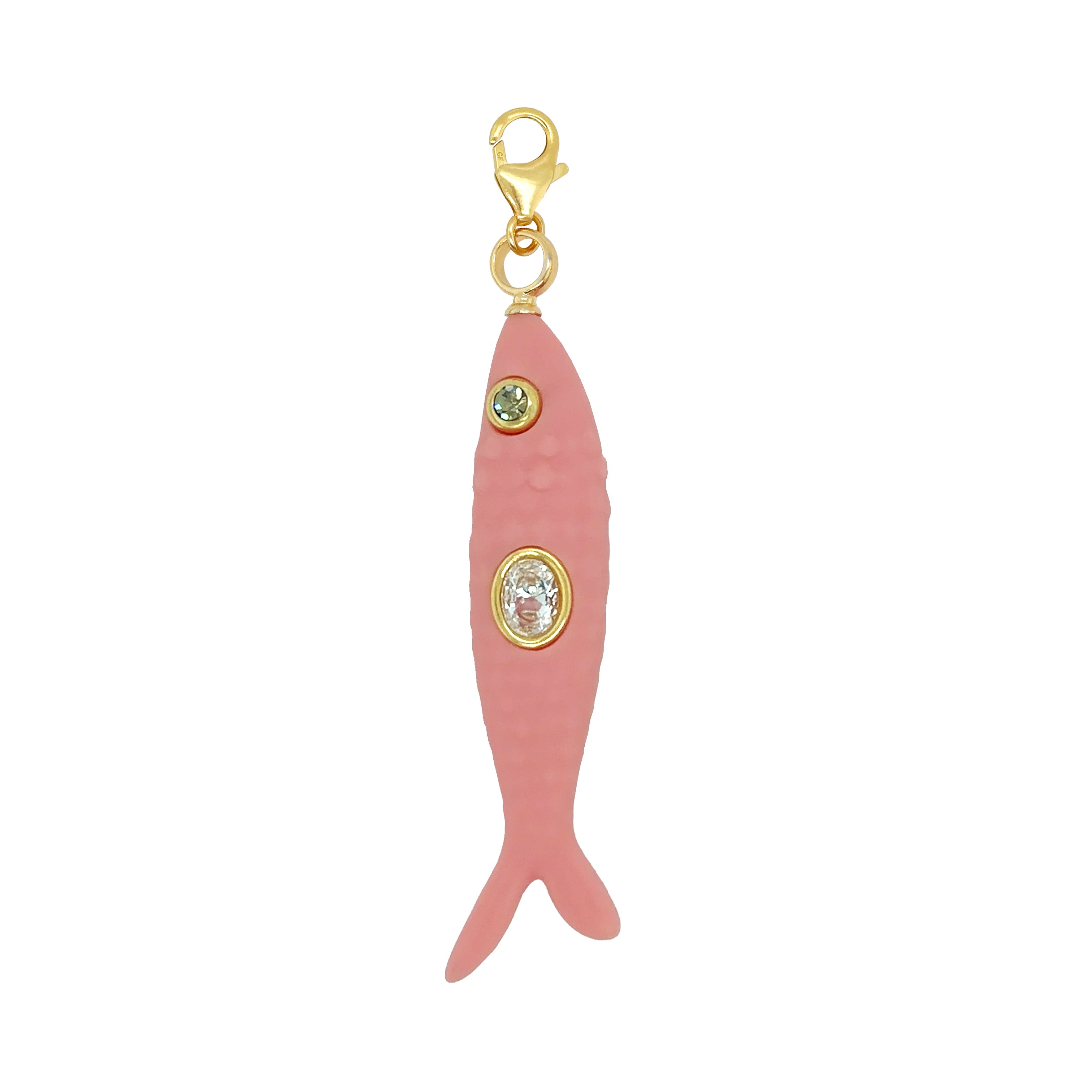 Pink fish-shaped charm with gold accents