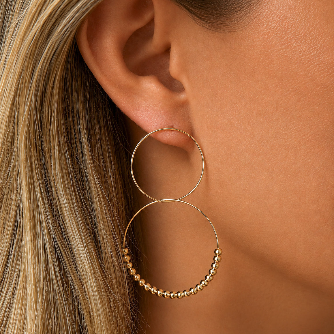 Double Hoop Bead Earrings