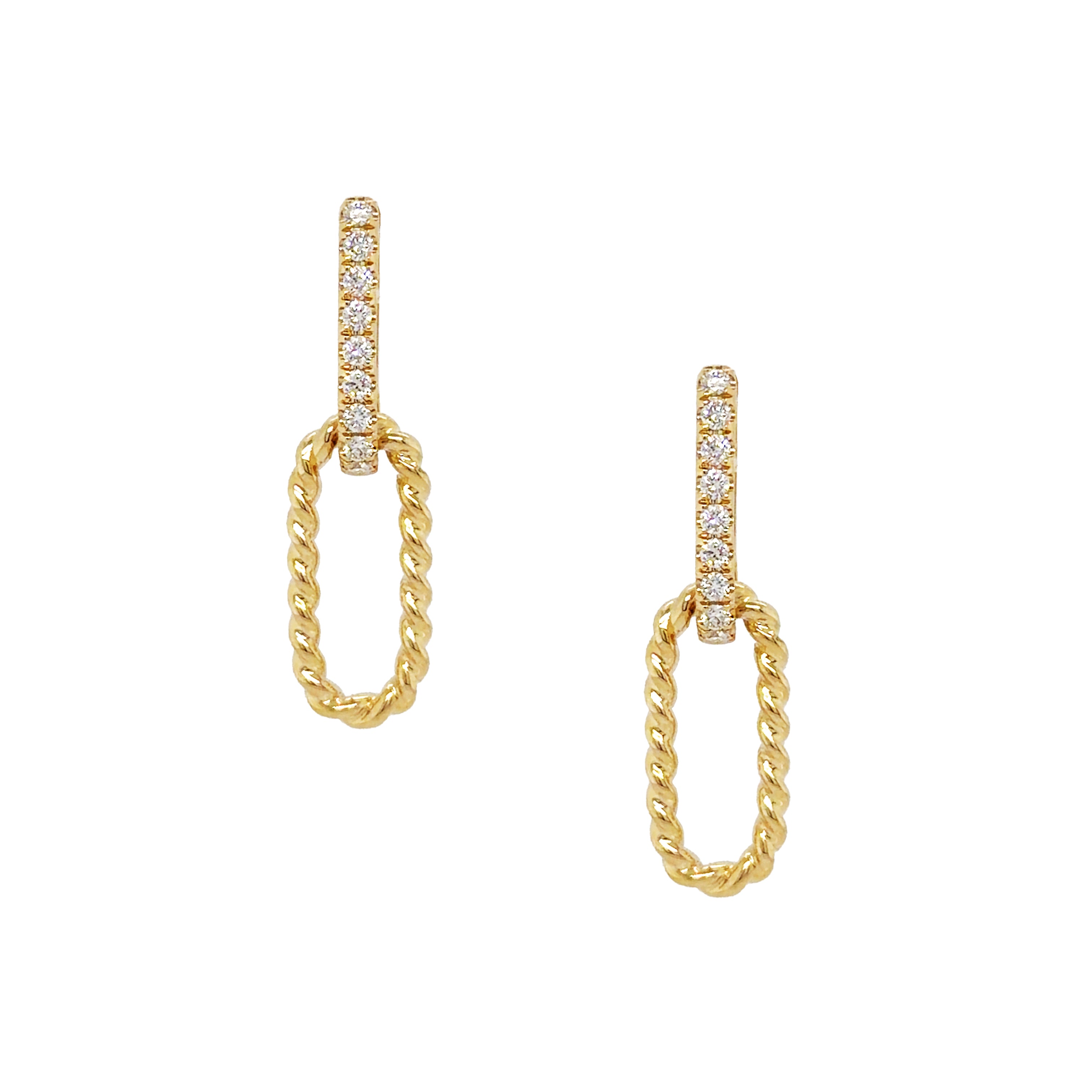 Diamond Oval Drop Pierced Earrings
Enhance your daring style with our Diamond Oval Drop Earrings! Dazzle and captivate with the motion and elegance of these earrings that feature shimmering diamonds. Perfect for adding a touch of glamour to any outfit and making a bold statement.
14K Yellow Gold
0.32 Diamond Carat Weight
1.18" Length X 0.32" Width
