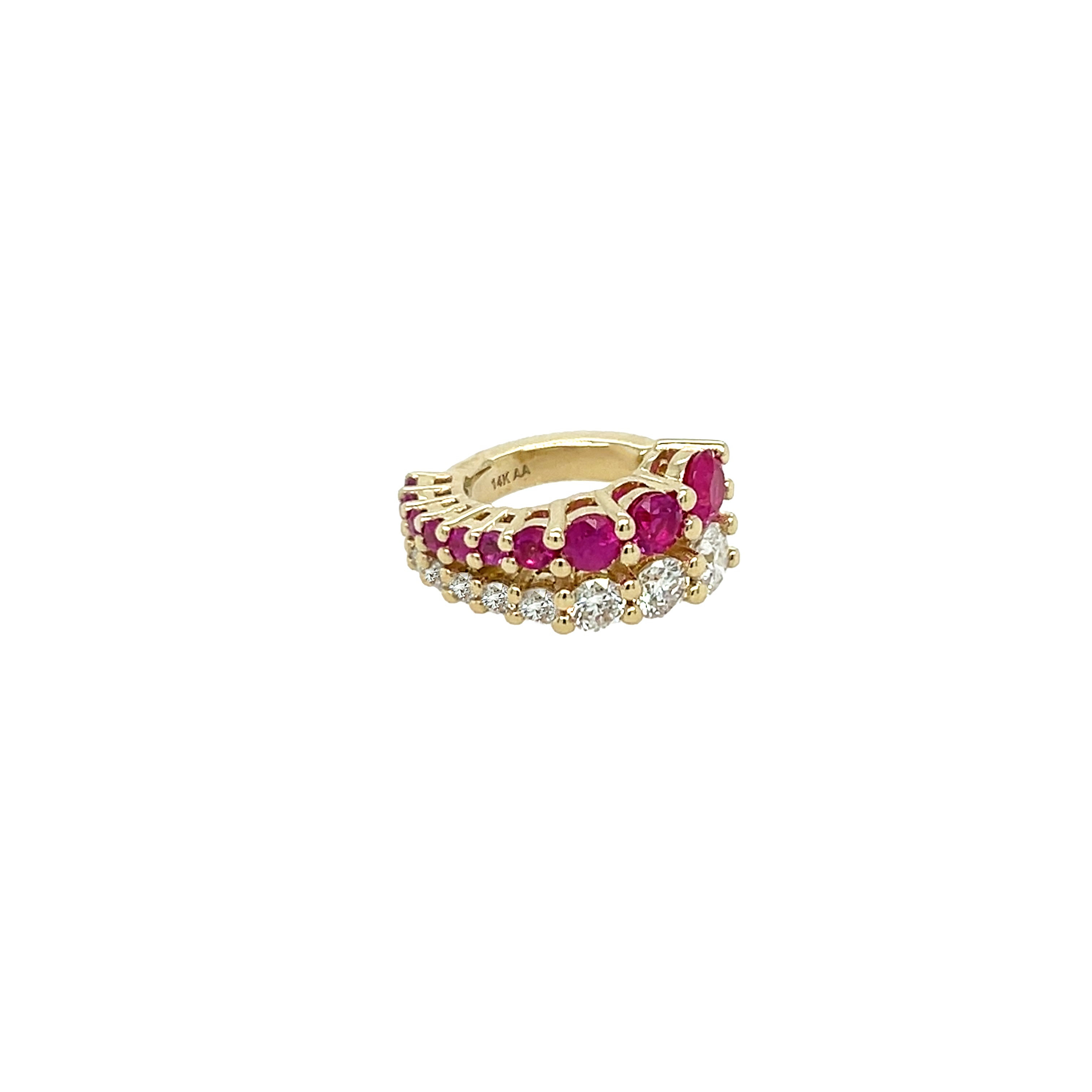 Diamond & Ruby Double Row Cuff Earring
Add a playful pop of color to your look with this Diamond & Ruby Cuff Earring. Featuring vibrant rubies paired with sparkling diamonds, this cuff brings a unique sparkle that’s sure to catch every eye. Perfect for adding a fun, elegant twist to any outfit!
14K Yellow Gold
0.49 Diamond Carat Weight
0.58 Ruby Carat Weight
0.26" Wide
