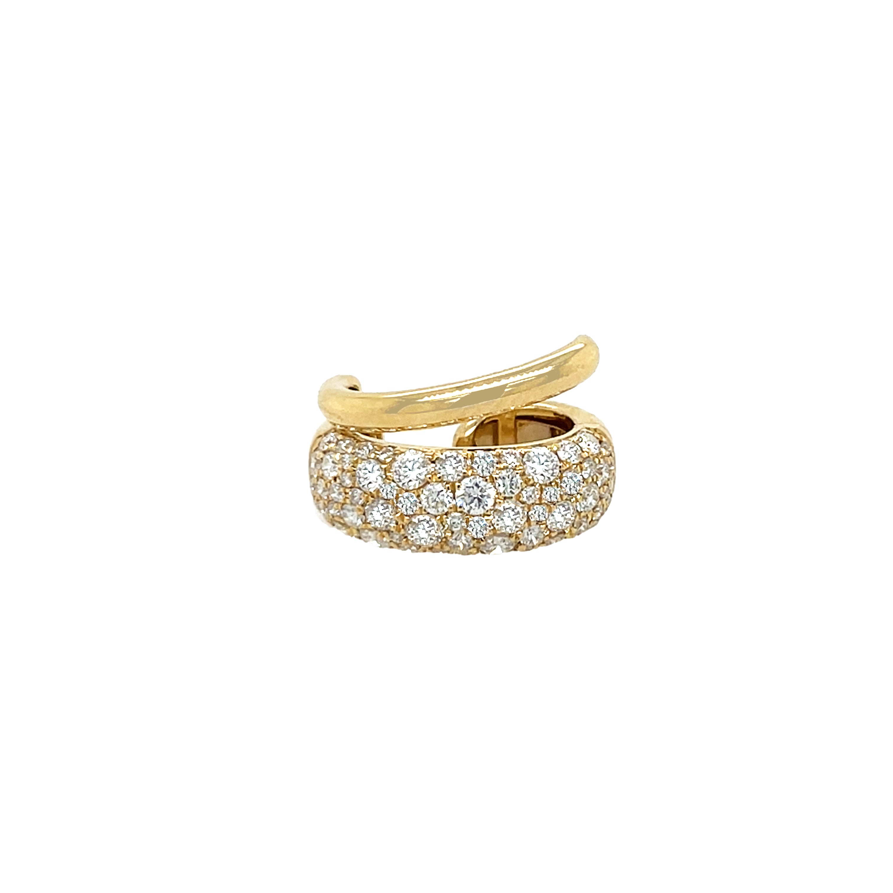 Pave Diamond Double Band Ear Cuff
This diamond double band ear cuff adds sparkle without requiring a piercing. Its two stacked bands with pavé-set diamonds offer a sleek, modern style that can be worn alone or layered.
18K Yellow Gold
0.69" Long X 0.44" Wide
0.93 Diamond Carat Weight
