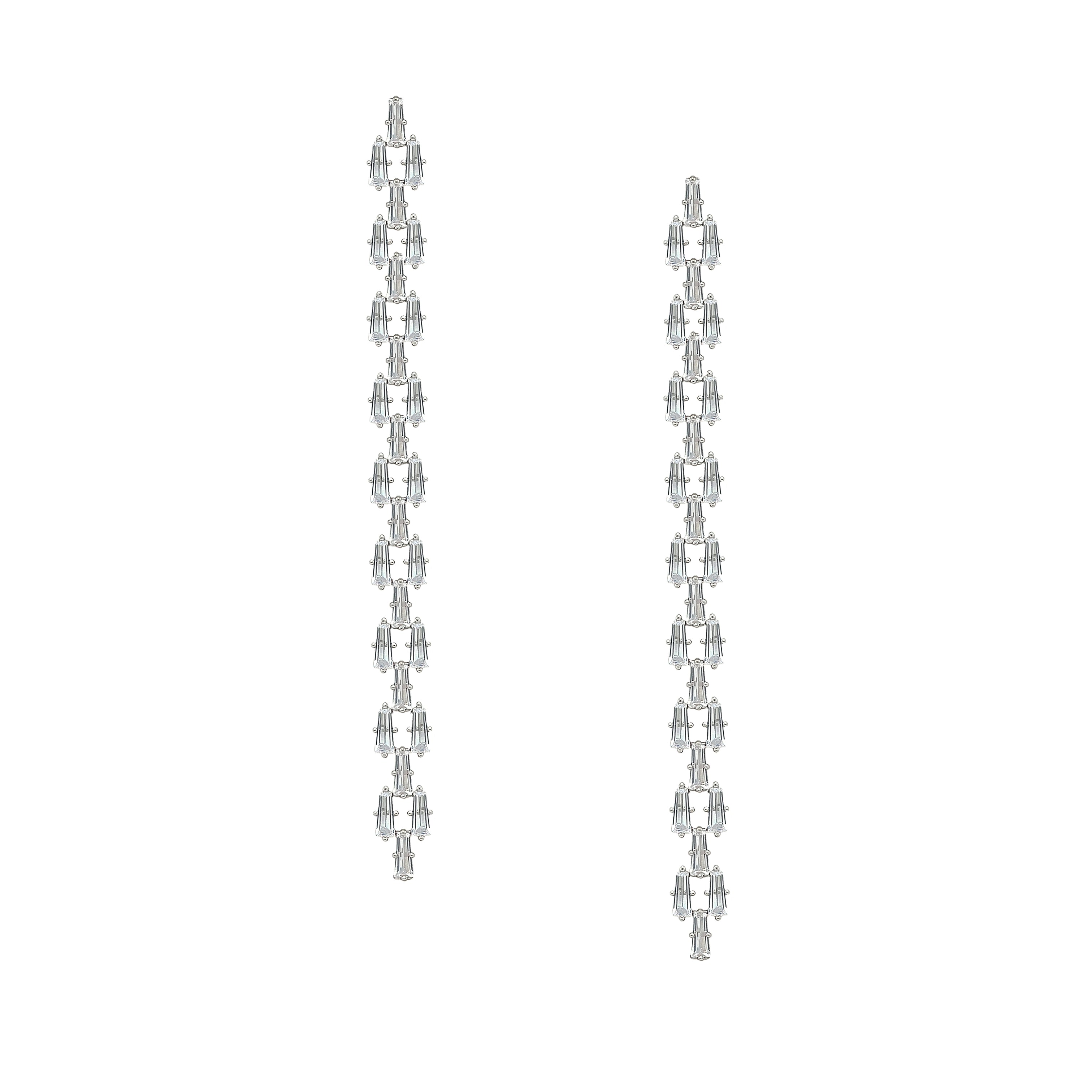 CZ Link Drop Pierced Earrings
These Link Drop Earrings offer a chic and classy design that elevates any outfit with effortless sophistication. Their sleek, modern links create a refined statement perfect for both day and evening wear.
White Gold Plated Over Silver
4.90 Long X 0.35" Wide