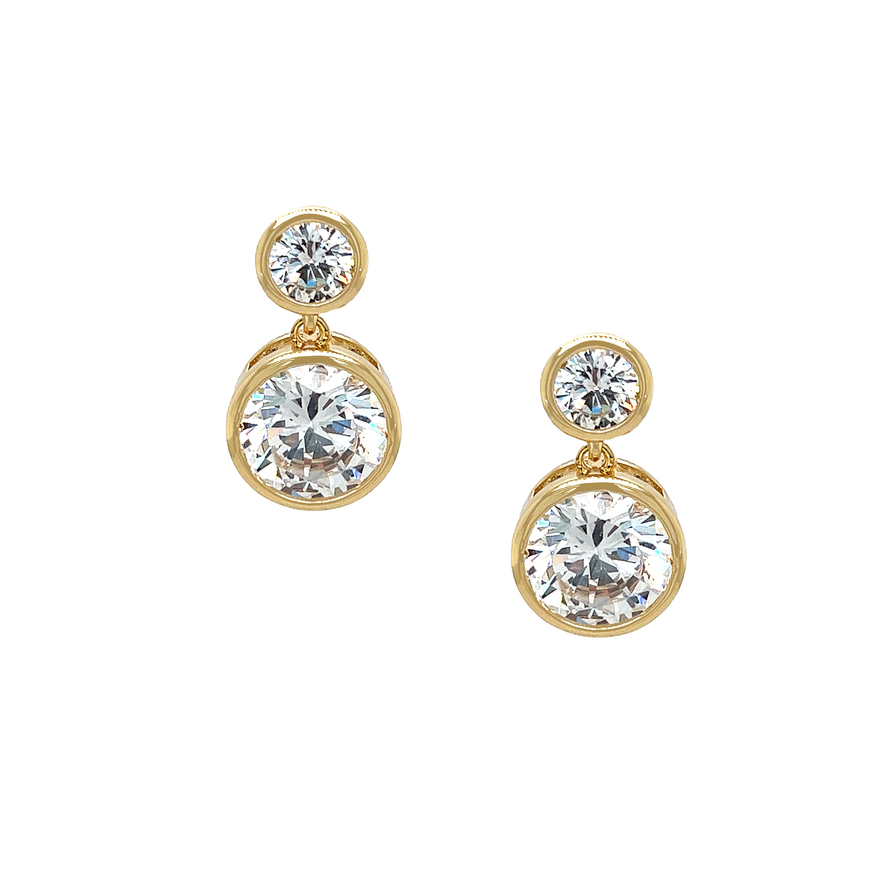 Double Round Bezel CZ Drop Stud Pierced Earrings
Yellow Gold Plated
Small CZ: 0.26" Wide
Large CZ: 0.42" Wide
0.77" Drop
While supplies last. All Deals Of The Day sales are FINAL SALE.