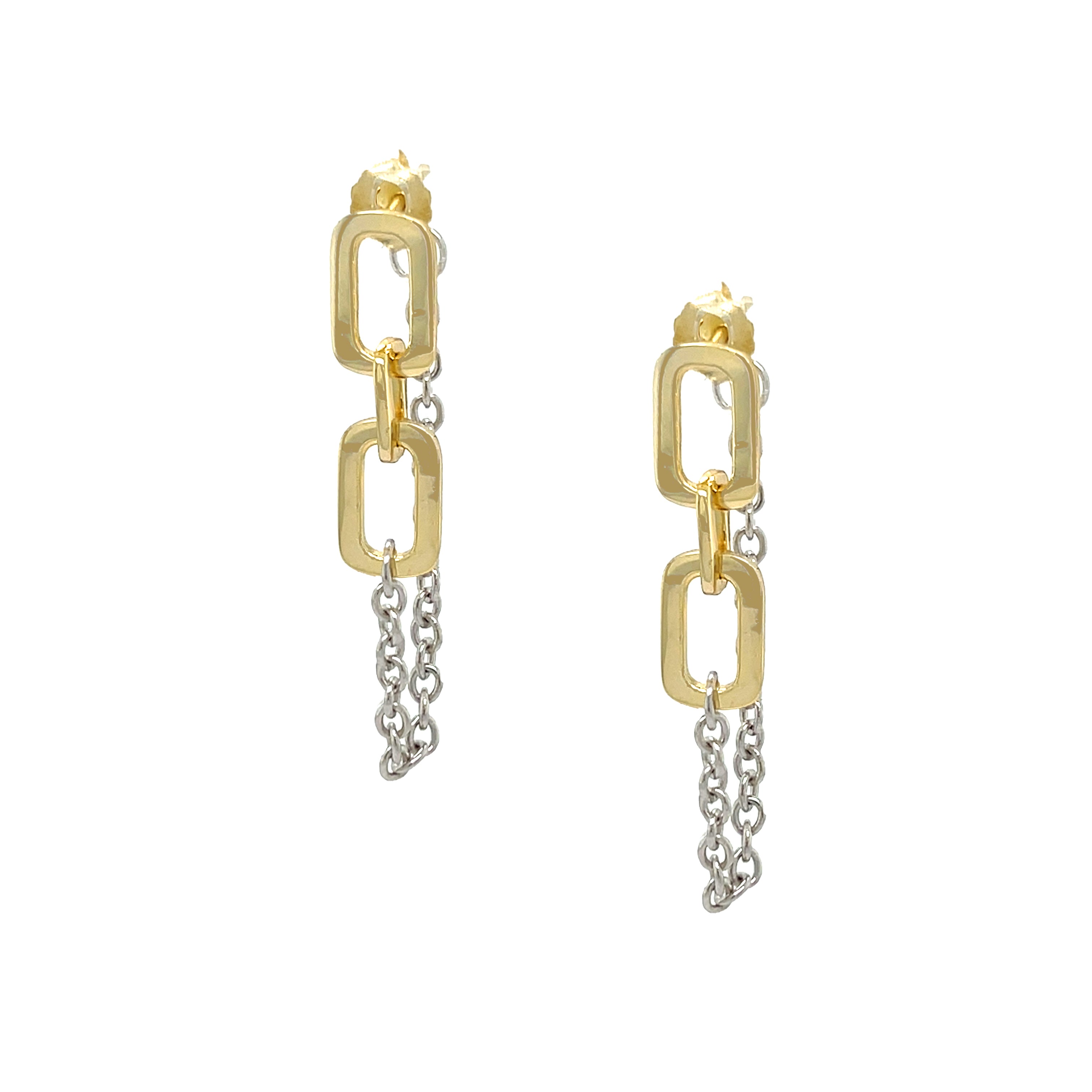 Two-Tone Chain Link Drop Stud Pierced Earring
Yellow & White Gold Plated Over Silver
Links: 0.37" Long X 0.23" Wide
1.30" Drop
While supplies last. All Deals Of The Day sales are FINAL SALE.