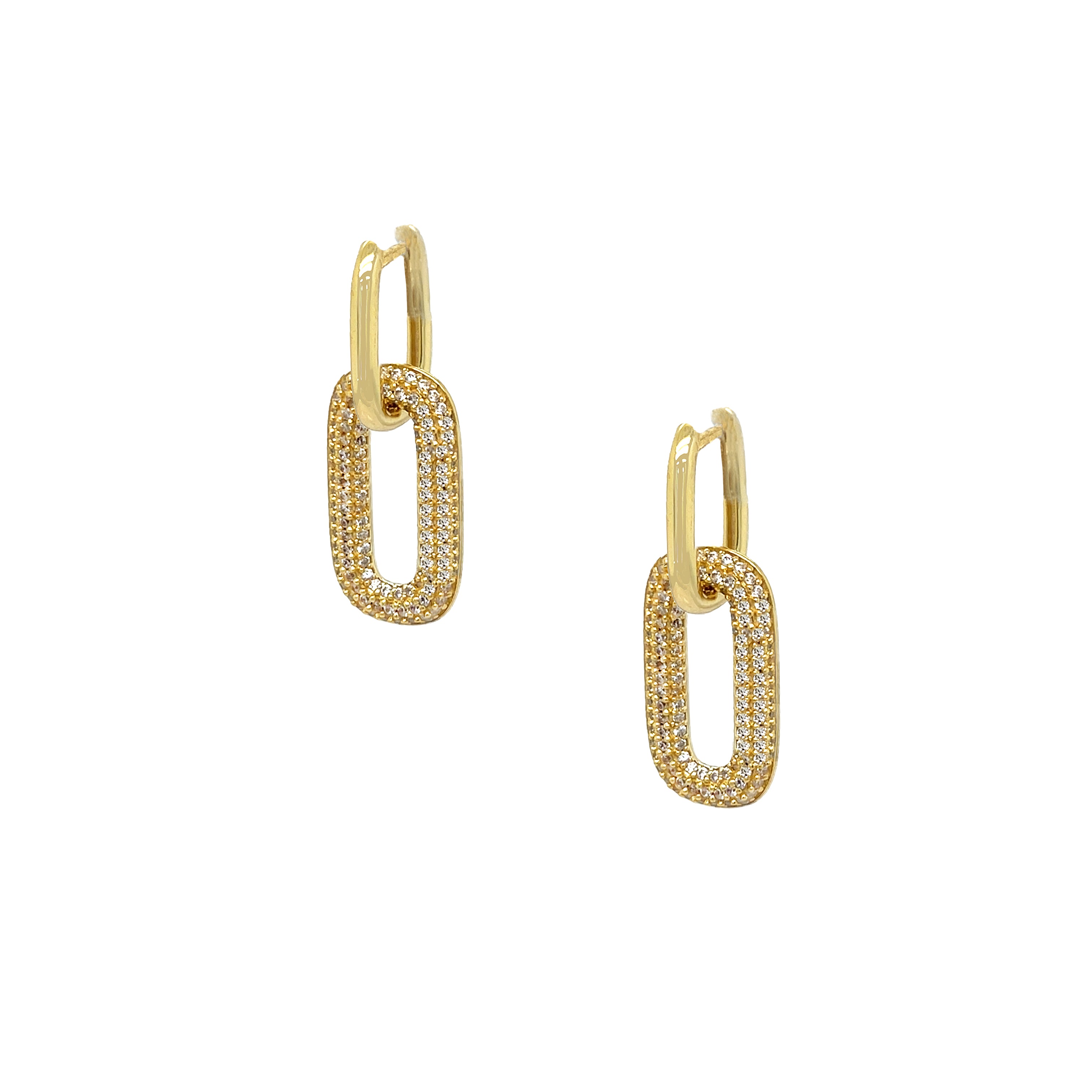 Crystal Link Drop Pierced Earrings
Yellow Gold Plated
1" Long X 0.39" Wide
Versatile Styling: wear as double link earrings or as huggies
While supplies last. All Deals Of The Day sales are FINAL SALE.