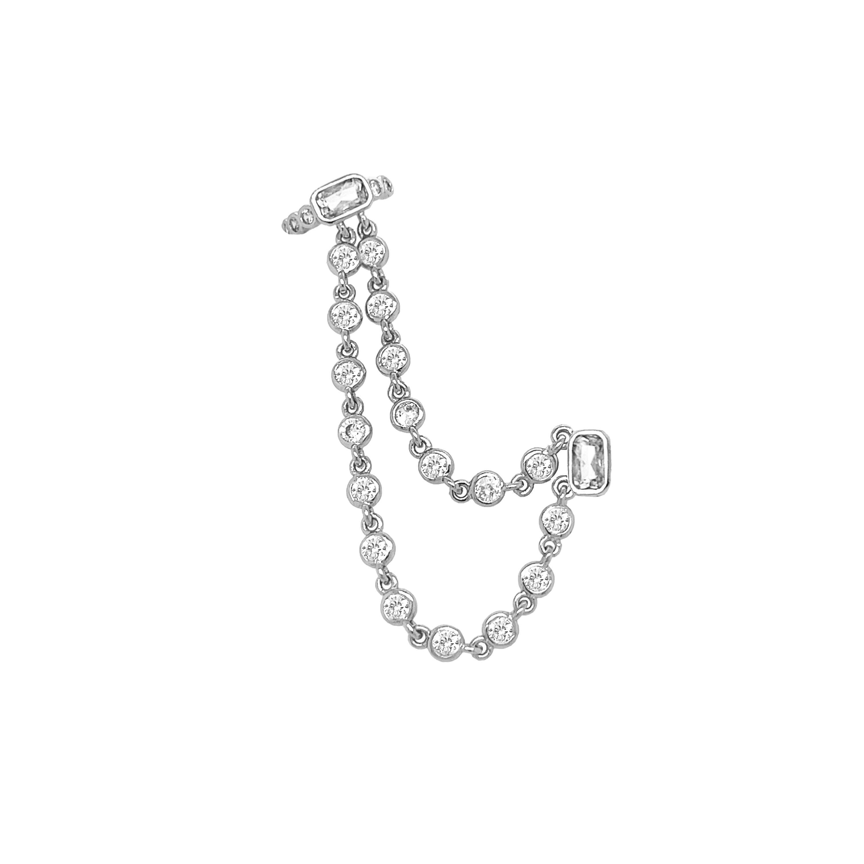 Crystal Ear Crawler Earring
Delicately adorn your ear with our one-of-a-kind Crystal Ear Crawler Earring. This modern and unique earring features an ear crawler design, adding a funky and edgy touch to any outfit. Elevate your style with this must-have accessory.
White Gold Plated
Short Strand: 1.50" Long
Long Strand: 2" Long
Left Earring Only