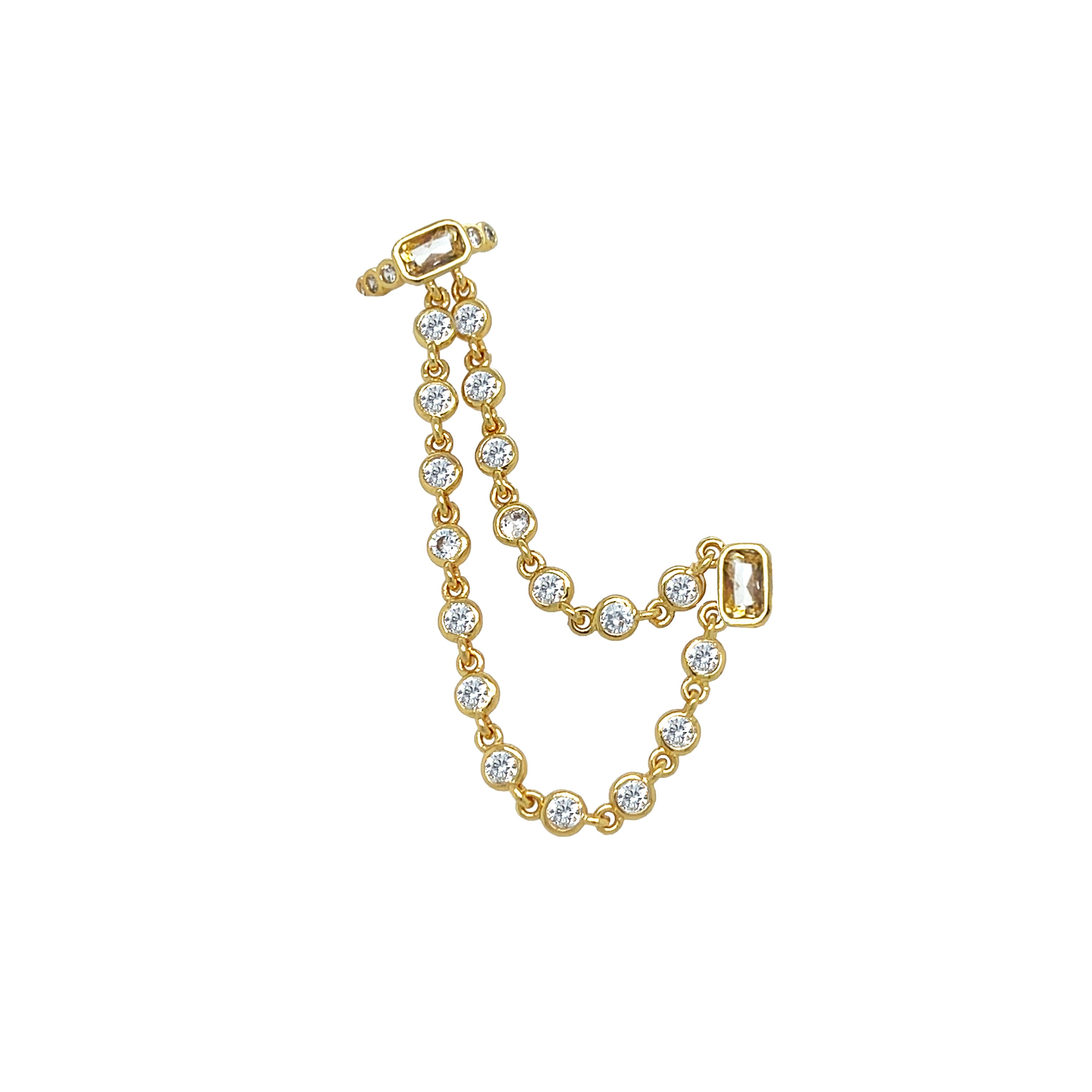 Crystal Ear Crawler Earring
Delicately adorn your ear with our one-of-a-kind Crystal Ear Crawler Earring. This modern and unique earring features an ear crawler design, adding a funky and edgy touch to any outfit. Elevate your style with this must-have accessory.
Yellow Gold Plated
Short Strand: 1.50" Long
Long Strand: 2" Long
Left Earring Only