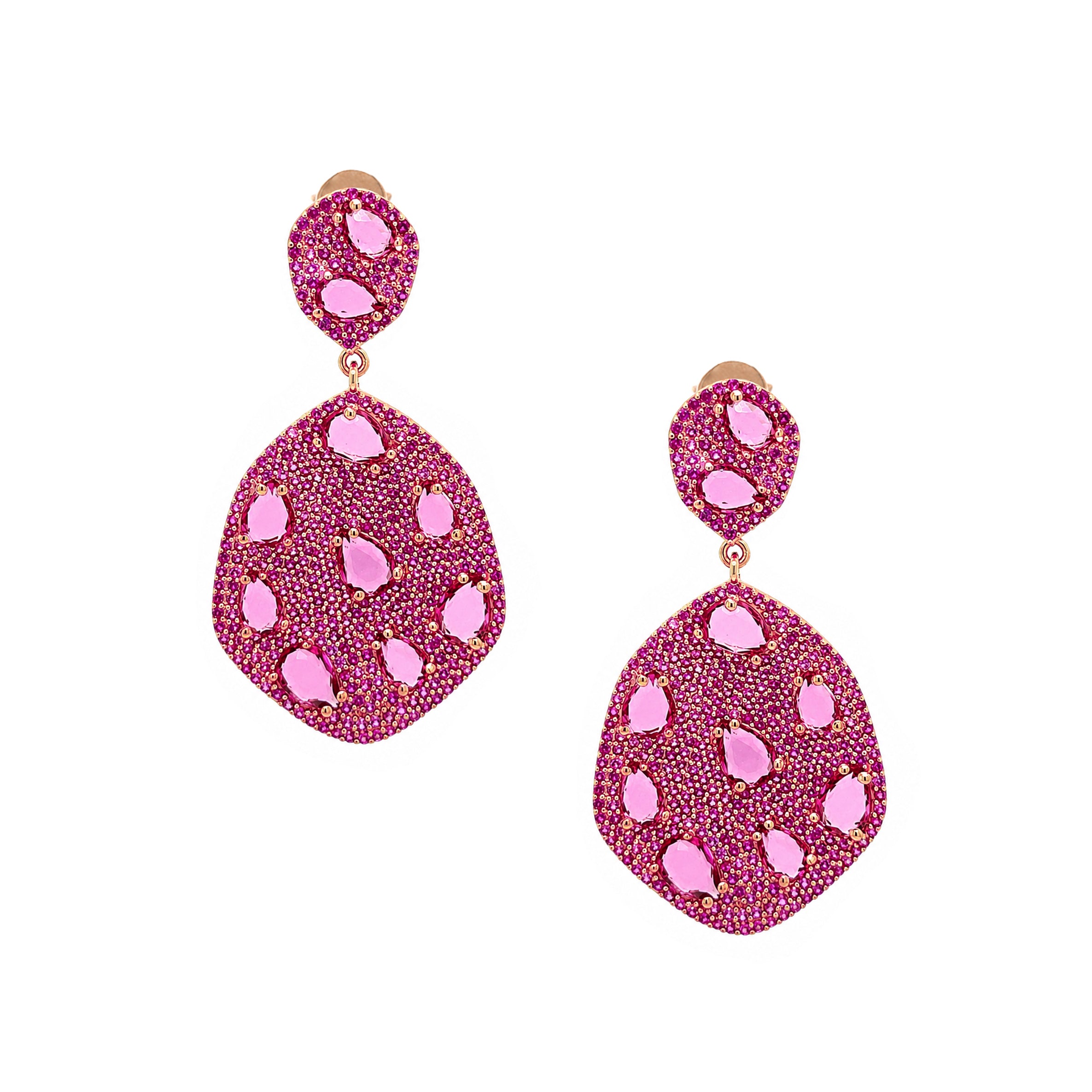 Deep Pink & Light Pink Galaxy Pierced Earrings
Turn up the sparkle with the Pink Galaxy Earrings. Vibrant pink cubic zirconia stones float across a dazzling pave setting, creating a celestial-inspired look that's bold, glamorous, and unforgettable. Style them for an evening look, or let them be the star of your everyday outfit.
Rose Gold Plated Over Silver
2" Long X 1.05" Wide
Cubic Zirconia