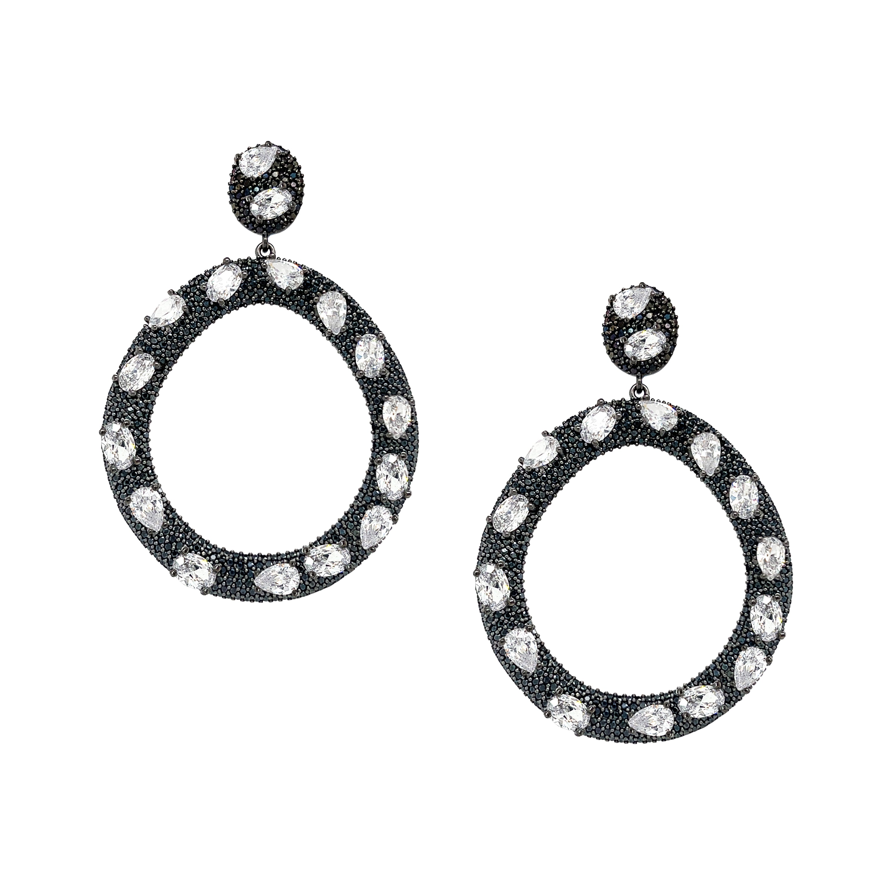 SALE Grey & White Open Circle Earrings