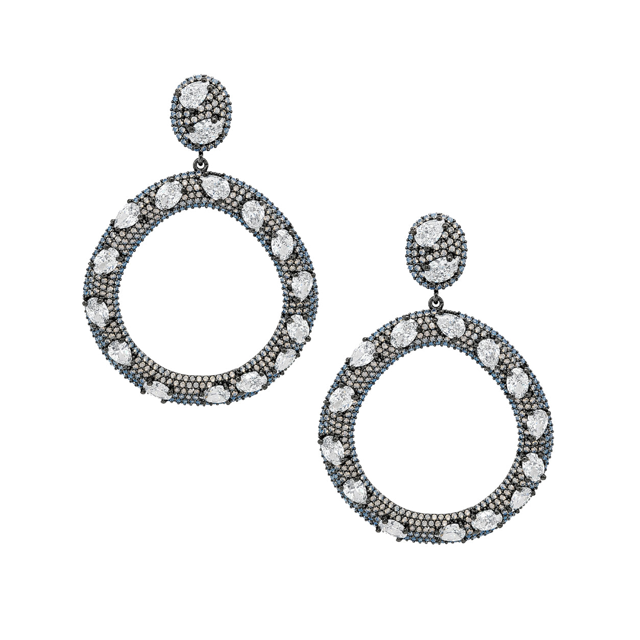 Milky Cray & White Open Circle Earrings
Defined by vibrant milky gray and white crystals, these open circle drop earrings offer a refined balance of color and brilliance. Elegant yet striking, they are designed to elevate every look with effortless sophistication.
Oxidized Gold Plated Over Silver
2.50" Long X 1.75" Wide
Cubic Zirconia