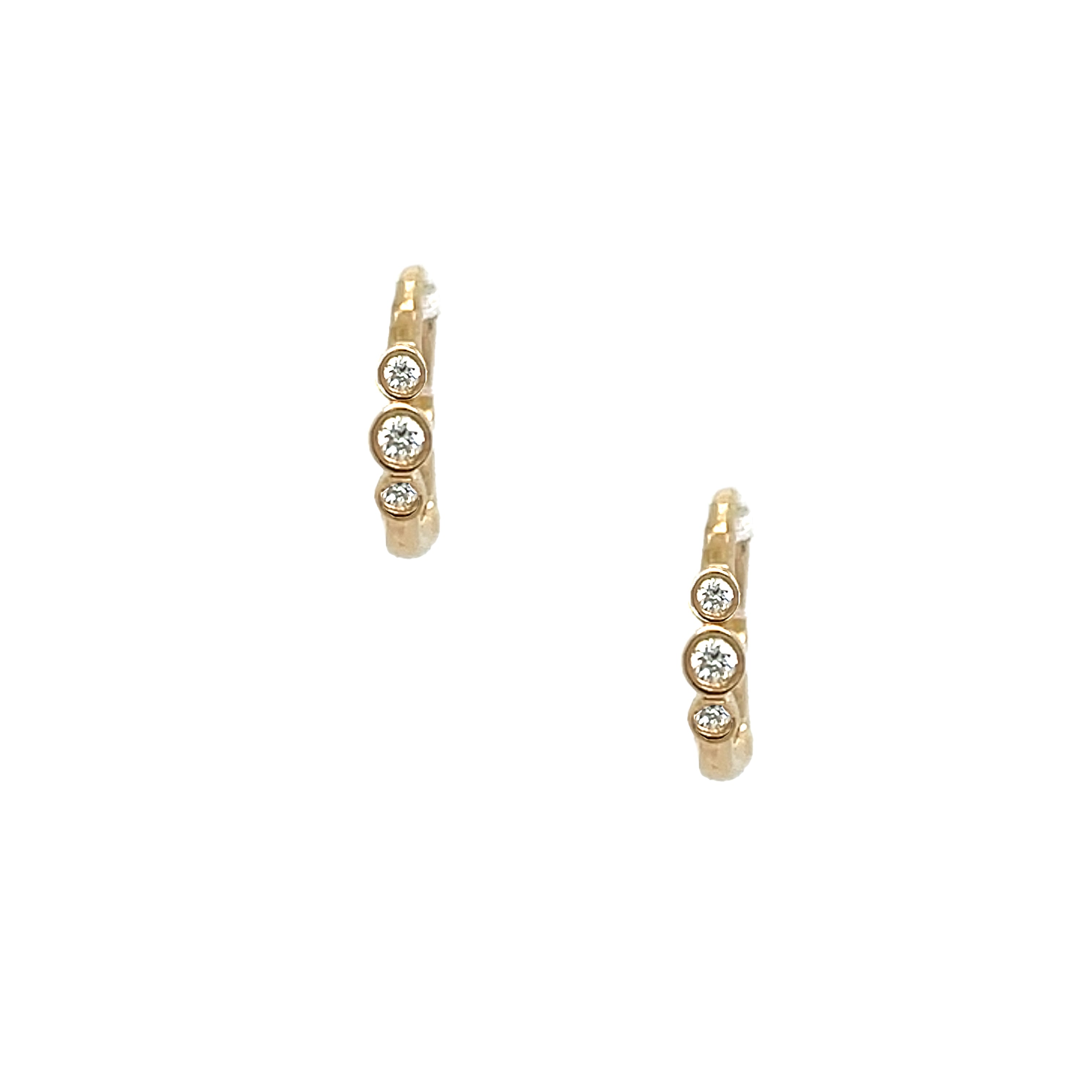 Diamond 3 Bezel Huggie Pierced Earrings
14K Yellow Gold
0.08 Diamond Carat Weight
0.42" Long X 0.09" Wide