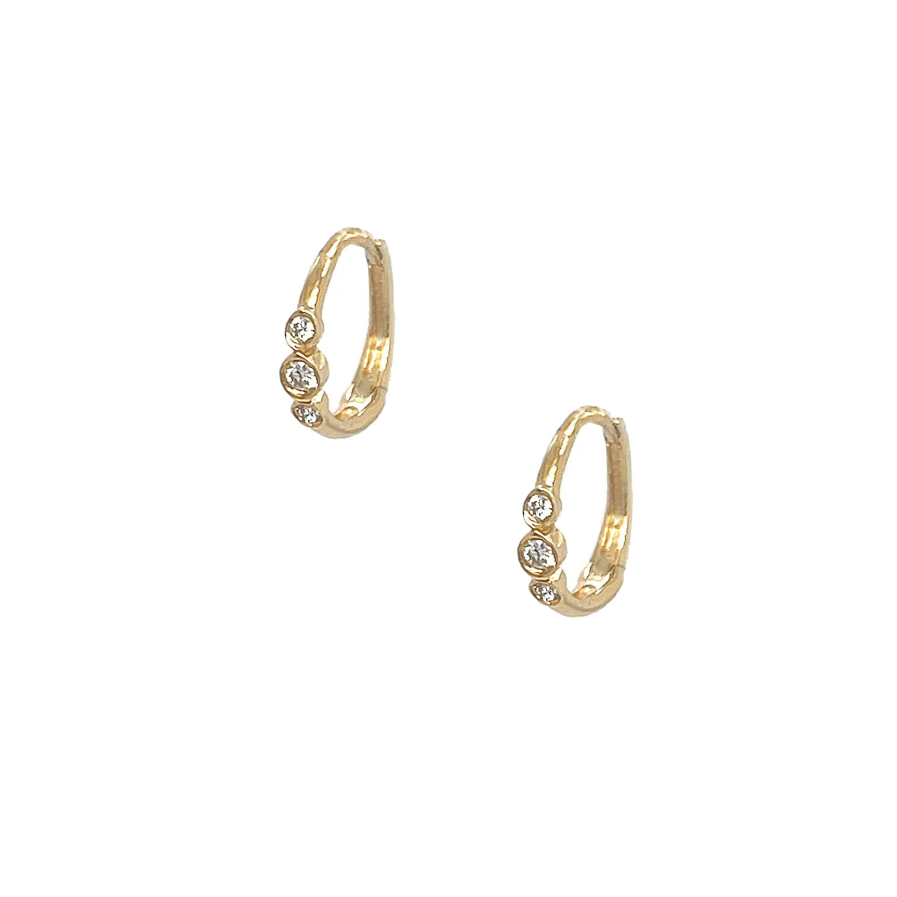 Diamond 3 Bezel Huggie Pierced Earrings
14K Yellow Gold
0.08 Diamond Carat Weight
0.42" Long X 0.09" Wide