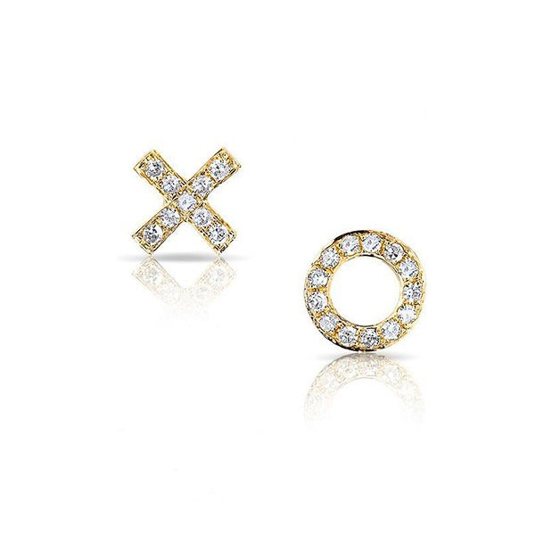 Pave Diamond X O Stud Pierced Earrings
14K Yellow Gold
0.07 Diamond Carat Weight
X: 0.17" Diameter
O: 0.20" Diameter