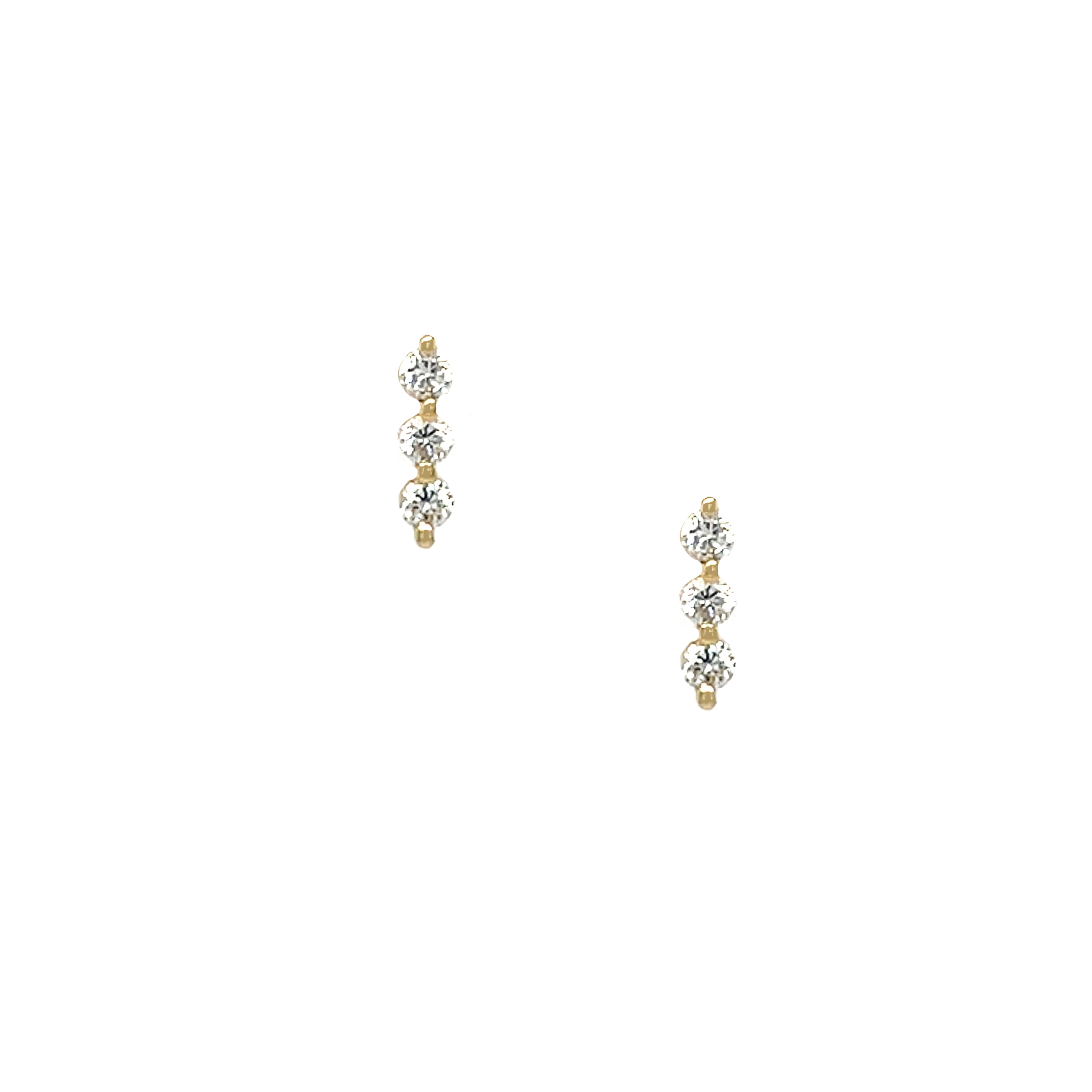 Diamond 3 Drop Stud Pierced Earrings
14K Yellow Gold
0.18 Diamond Carat Weight
0.30" Long X 0.08" Wide