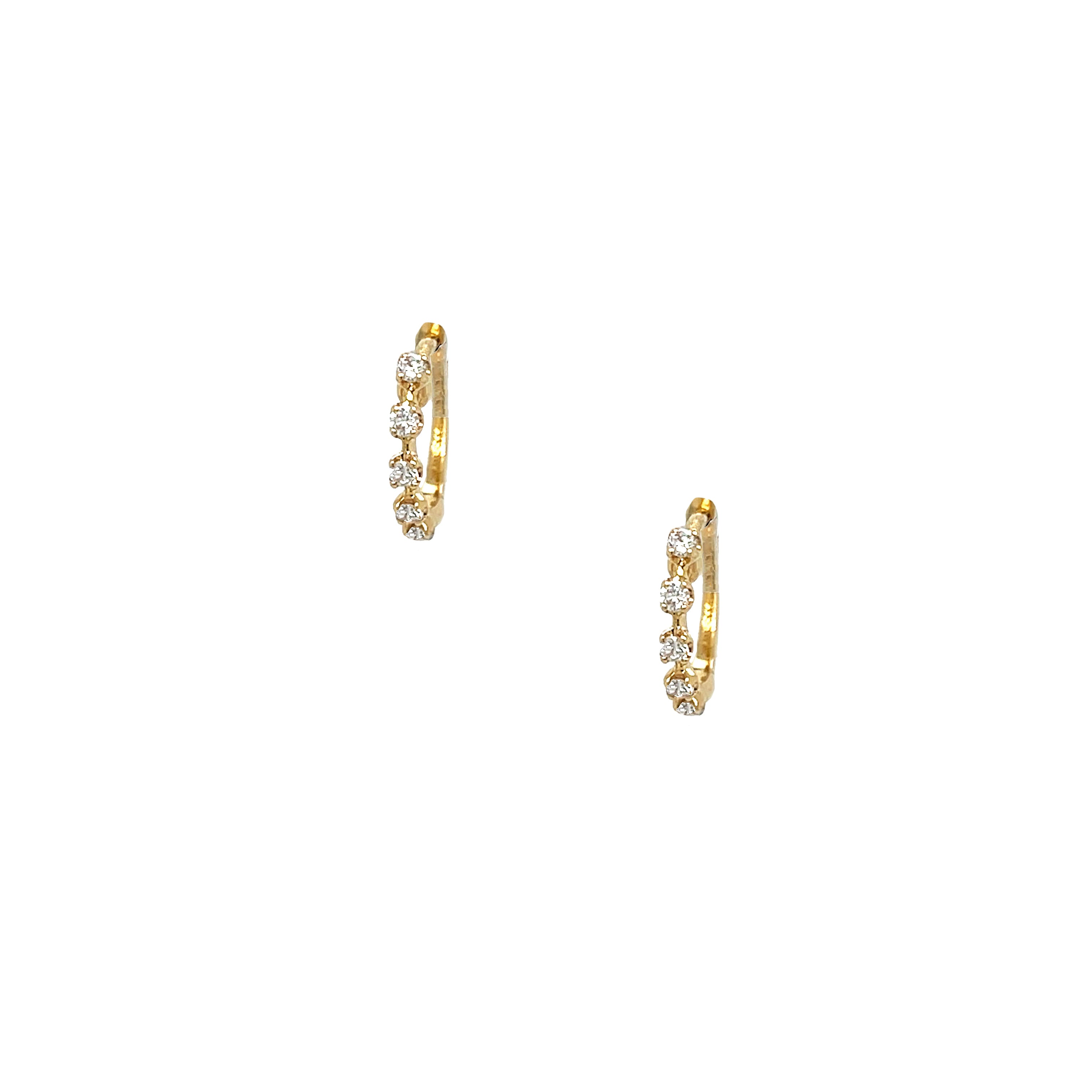 5 Diamond Huggie Pierced Earrings
Introducing our Diamond Huggie Earrings - a perfect balance of elegance and simplicity. Made with delicate diamonds that hug your ears, these earrings add a touch of sparkle to any look. Minimal yet eye-catching, they are a versatile addition to your jewelry collection.
14K Yellow Gold
0.16 Diamond Carat Weight
0.45" Long X 0.07" Wide