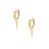 14K Gold Spike Huggie Pierced Earrings  14K Yellow Gold 0.83" Long X 0.40" Wide
