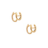 Diamond Double Huggie Pierced Earrings  14K Yellow Gold 0.08 Diamond Carat Weight 0.25" Diameter
