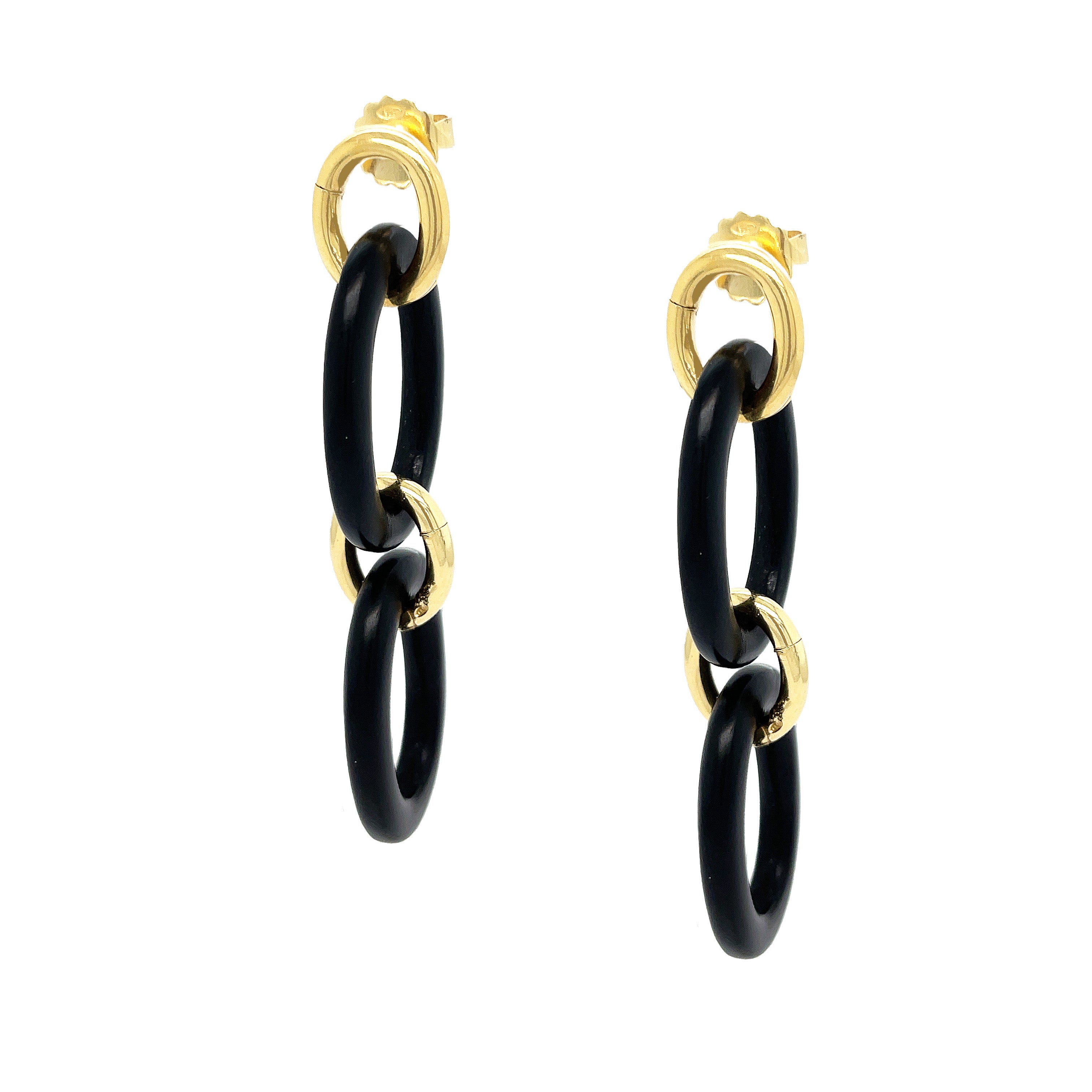 Ebony Wood Link Pierced Earrings
Create a bold statement with our Wood Link Earrings. Made from luxurious wood, these earrings exude sophistication and elegance. Elevate your look with these unique earrings.
Yellow Gold Plated Over Silver
3.12" Long X 0.55" Wide