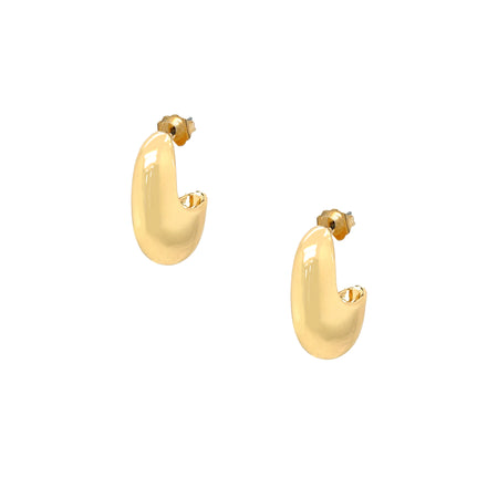 <p>Small Open Elongated Pierced Hoop Earrings</p> <ul> <li>Yellow Gold Plated</li> <li>0.80" Long X 0.27" Wide</li> </ul>