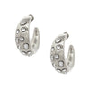 Multi Stone Hoop Pierced Earrings  White Gold Plated 1.80" Length X 0.67" Width
