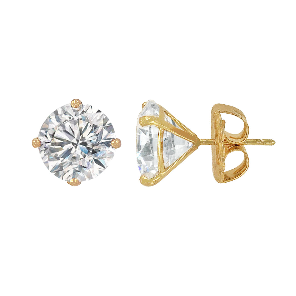 Faux Diamond Stud Pierced Earrings
These earrings are available in different carat options and come in 14K yellow or white gold, providing you with a range of options to choose from. These stud earrings are perfect for everyday wear or special occasions, making them a versatile and great addition to your jewelry collection. 
14K Yellow Gold & White Gold Options
Four-prong Martini Setting
Carat Weight references single stud
