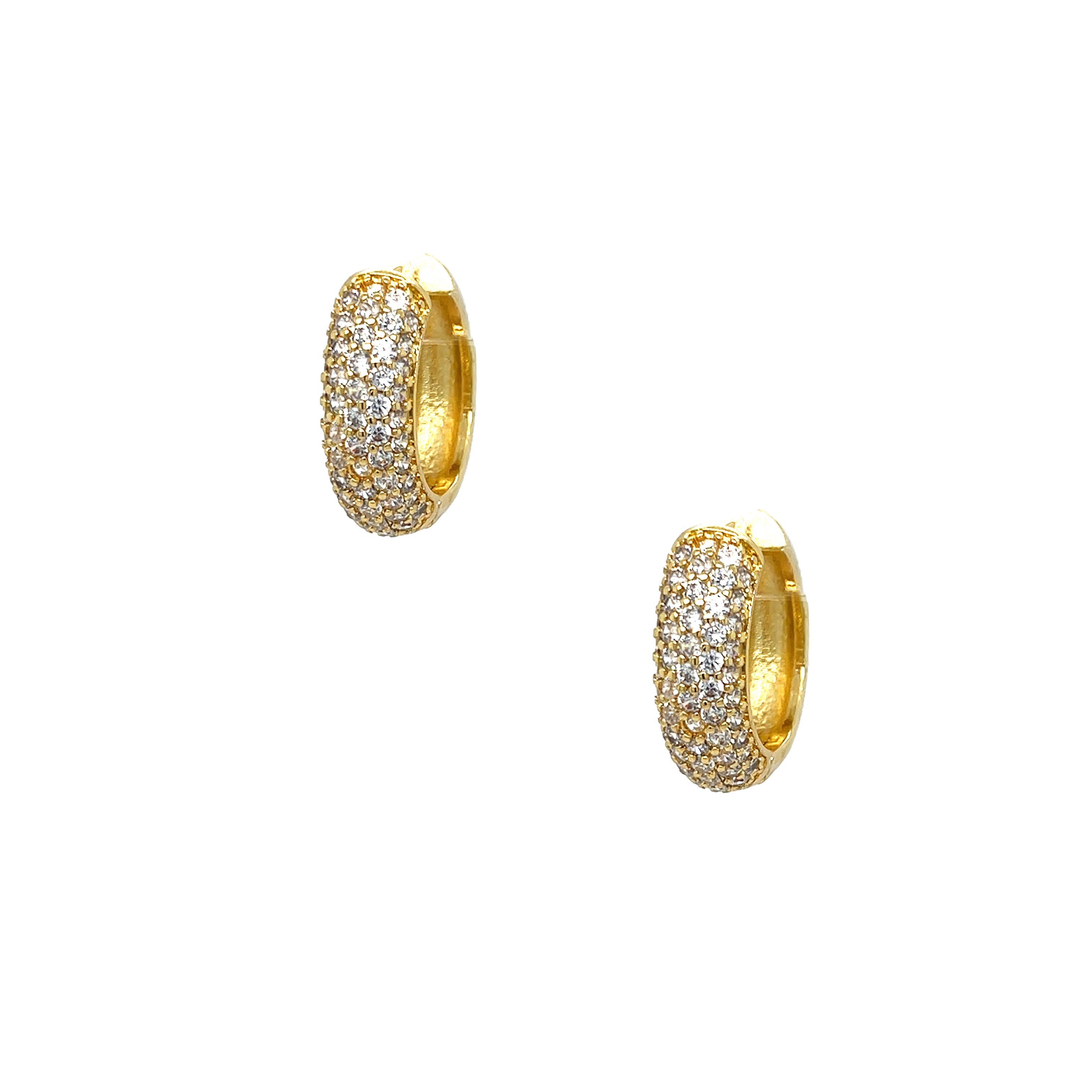 Yellow Gold Pave Huggie Earrings