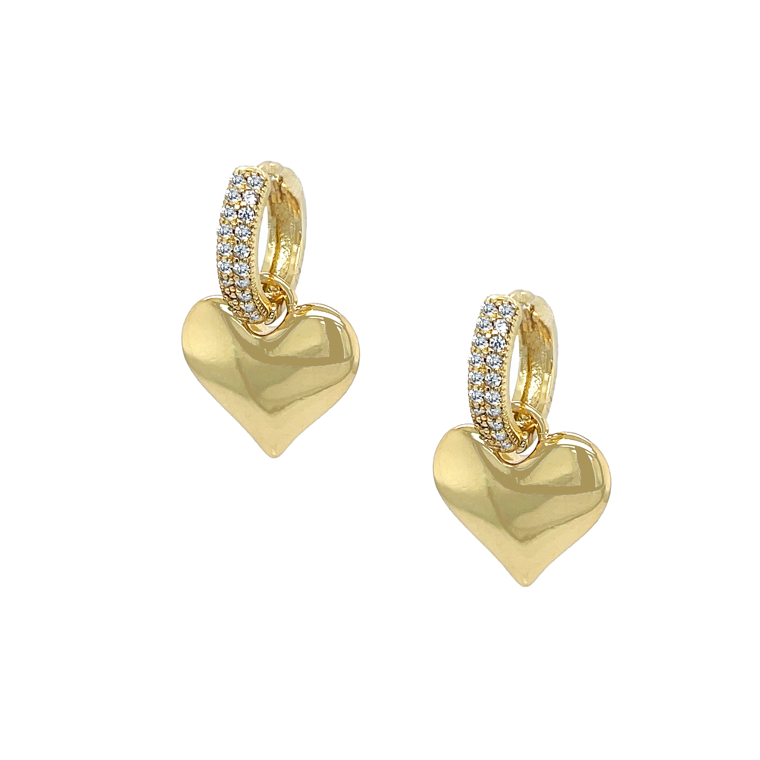 CZ Huggie Heart Drop Earrings
Yellow Gold Plated
CZ Huggie: 0.50" Diameter
Detachable Heart: 0.50" Long X 0.53" Wide
While supplies last. All Deals Of The Day sales are FINAL SALE.