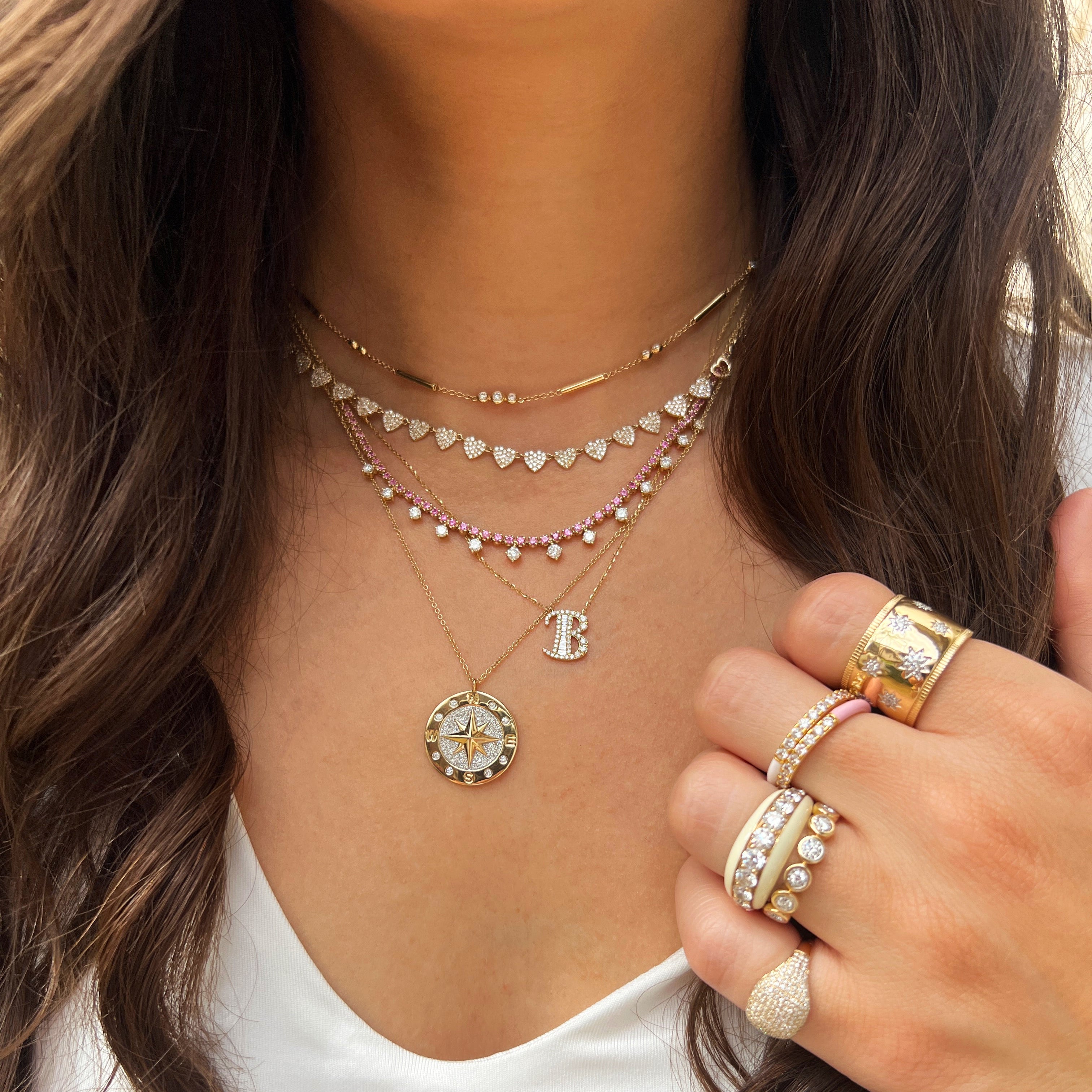 Diamond Baguette Initial Necklace