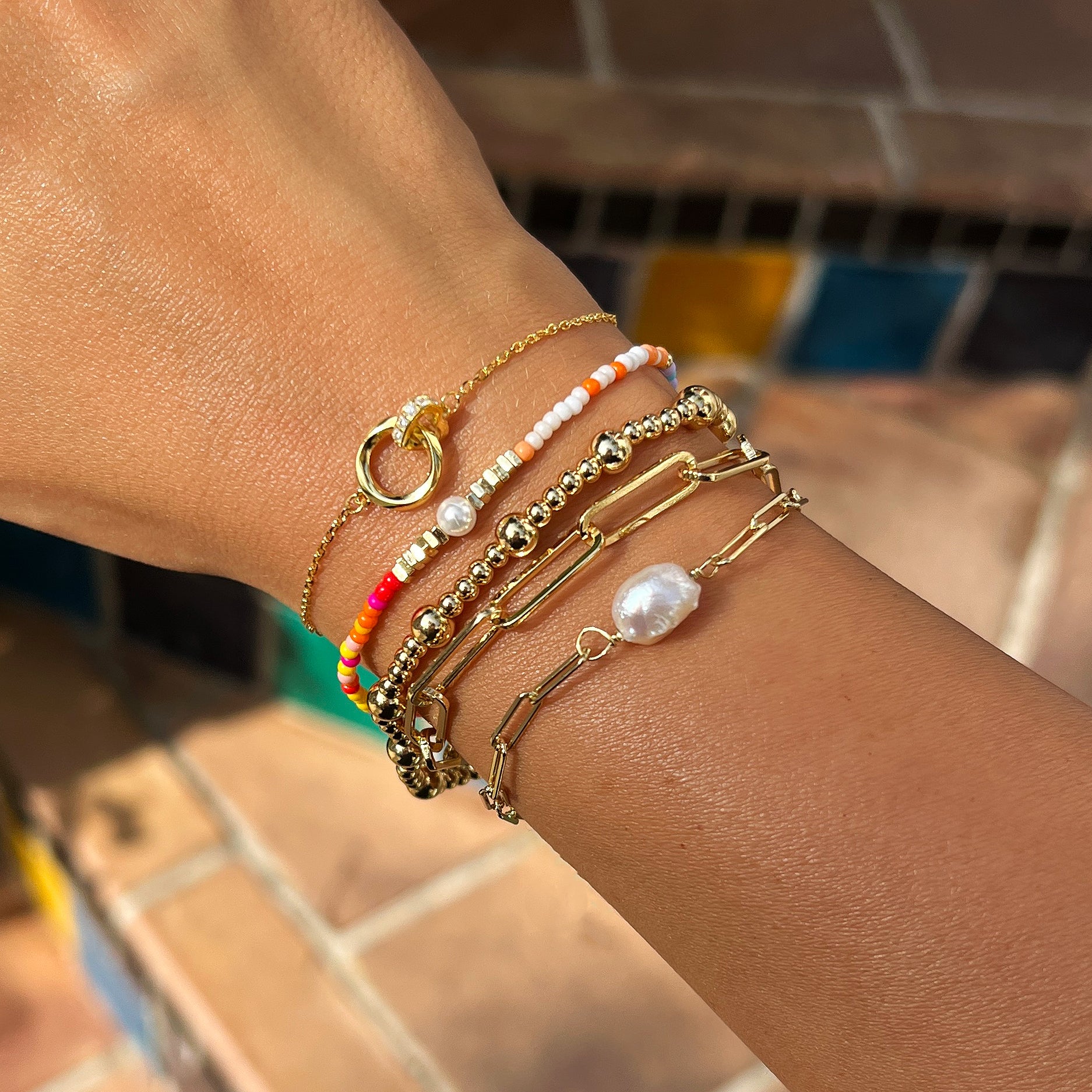 Rainbow Beaded Bracelet With Pearl
Yellow Gold Plated Over Silver
0.08" Wide
6.5-8.5" Adjustable Length
While supplies last. All Deals Of The Day sales are FINAL SALE.