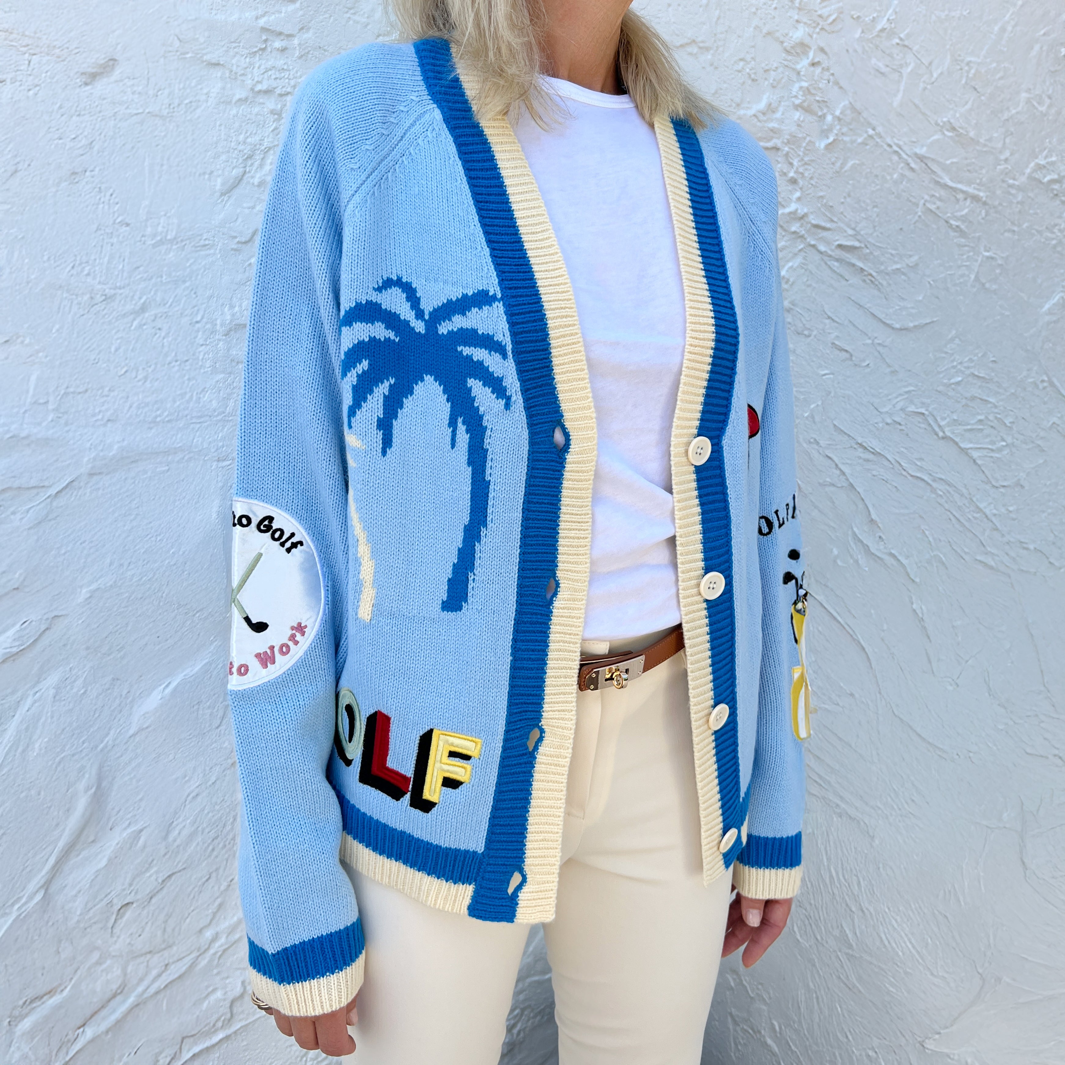 Blue Golf Cardigan Sweater View 2