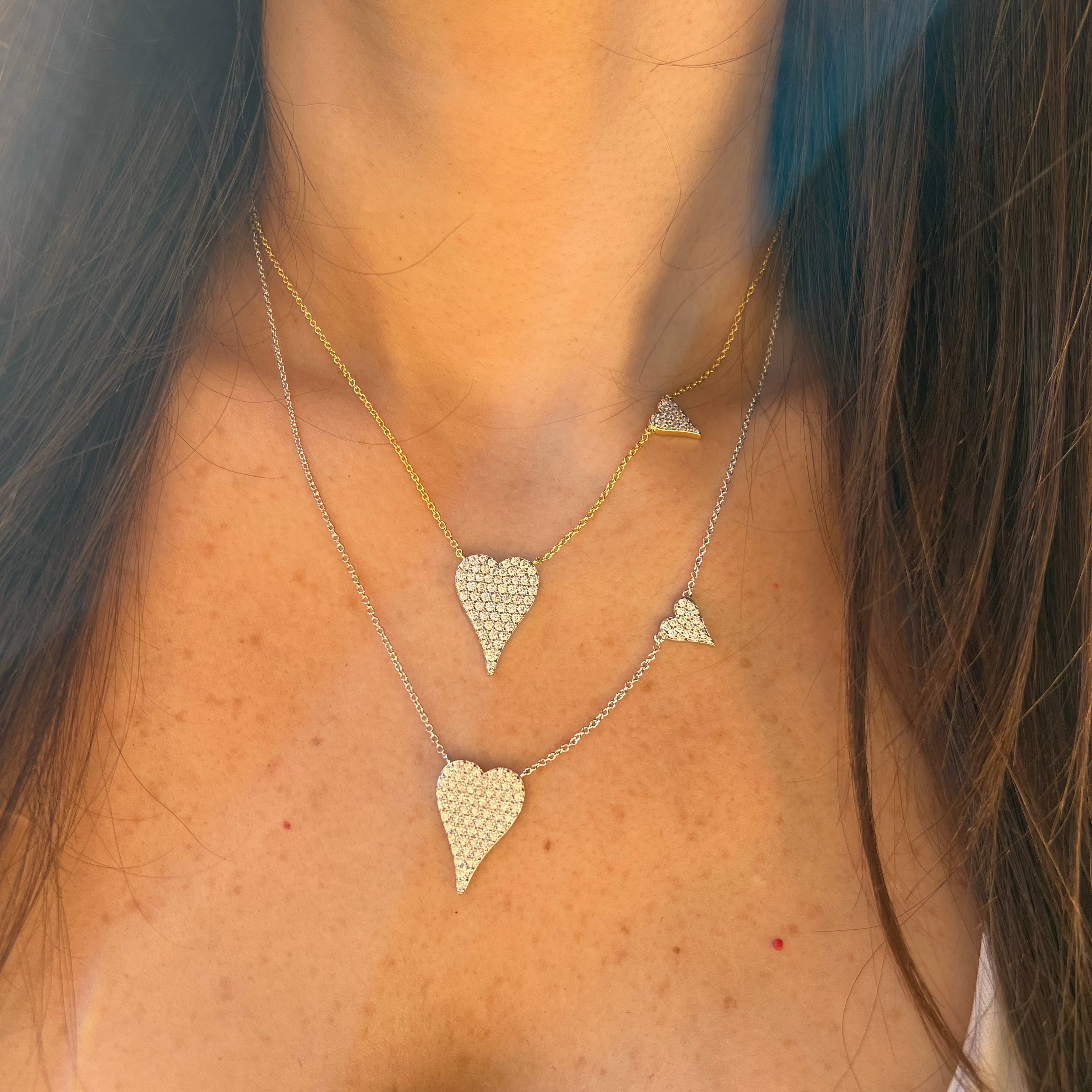 Yellow Gold Double Heart Necklace