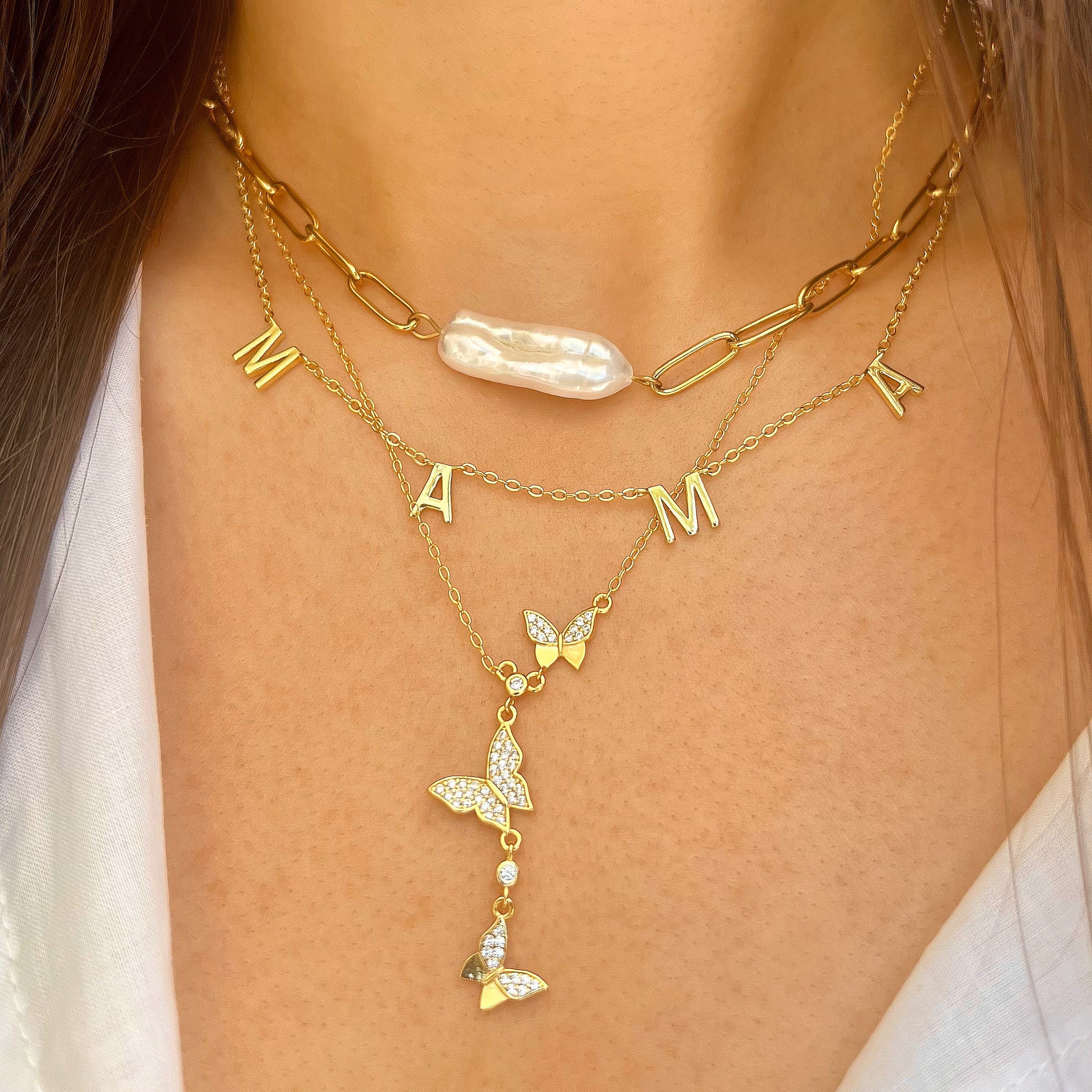 White Gold Butterfly Necklace