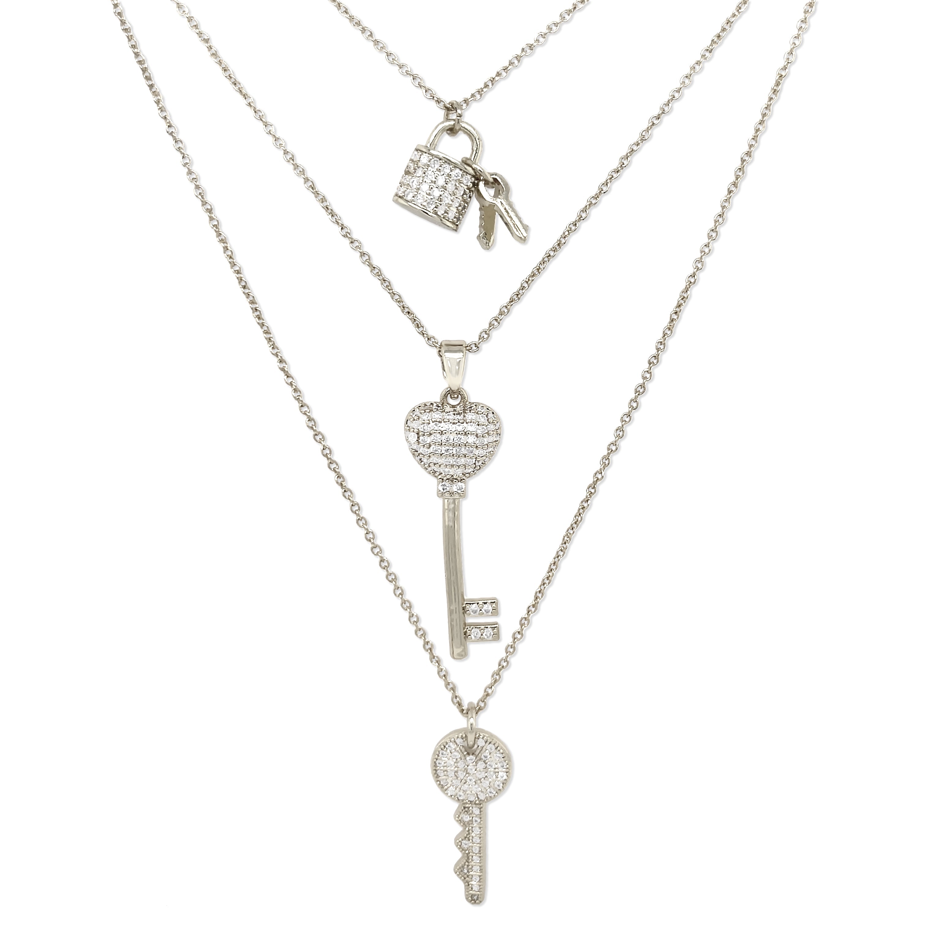 White Gold Triple Layer Necklace