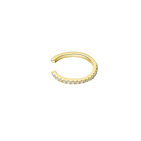 Diamond Ear Cuff  14K Yellow Gold 0.05 Diamond Carat Weight 0.5" Diameter 0.05" Width